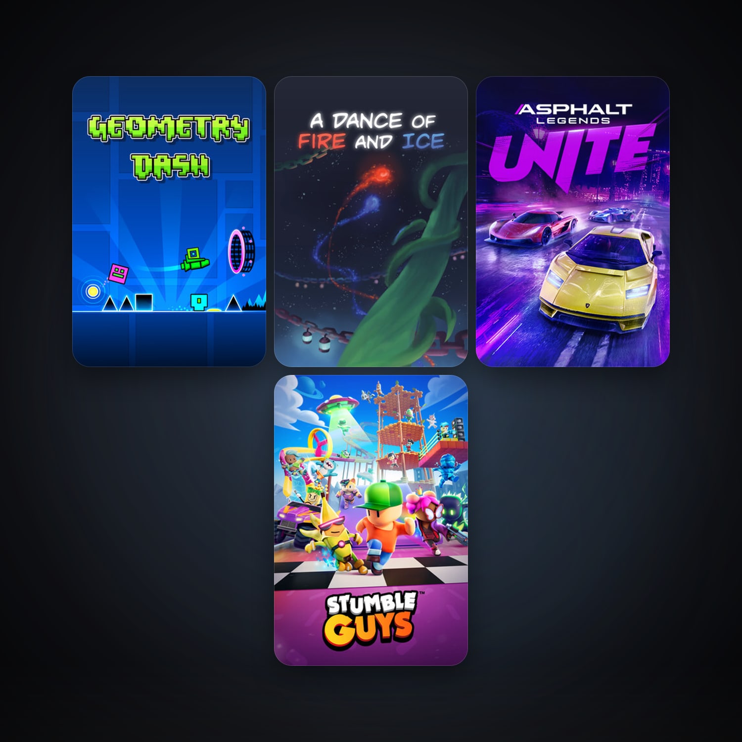 Geometry Dash + A Dance of Fire and Ice, 4 games, clean — HabibiAccounts