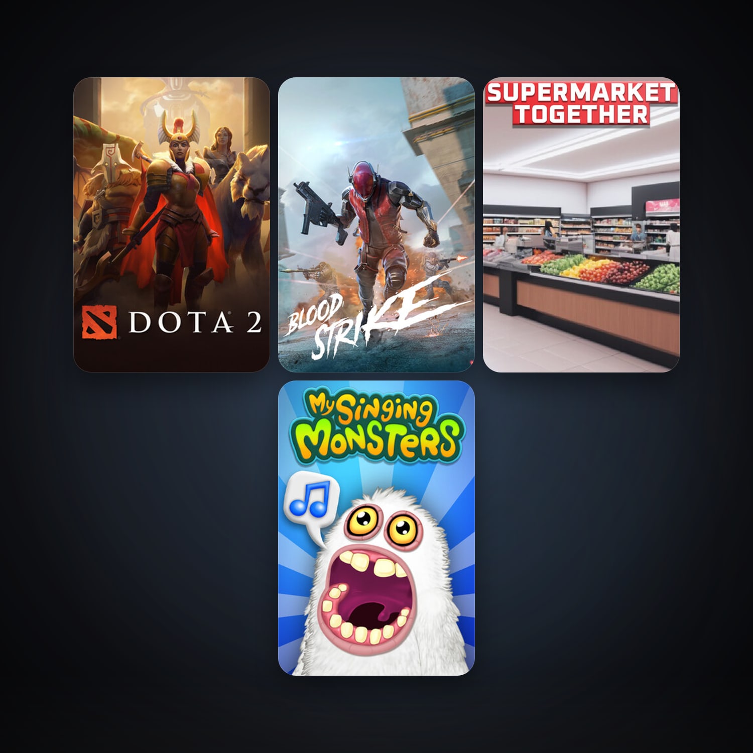 Dota 2 + My Singing Monsters, 9 games, clean — HabibiAccounts