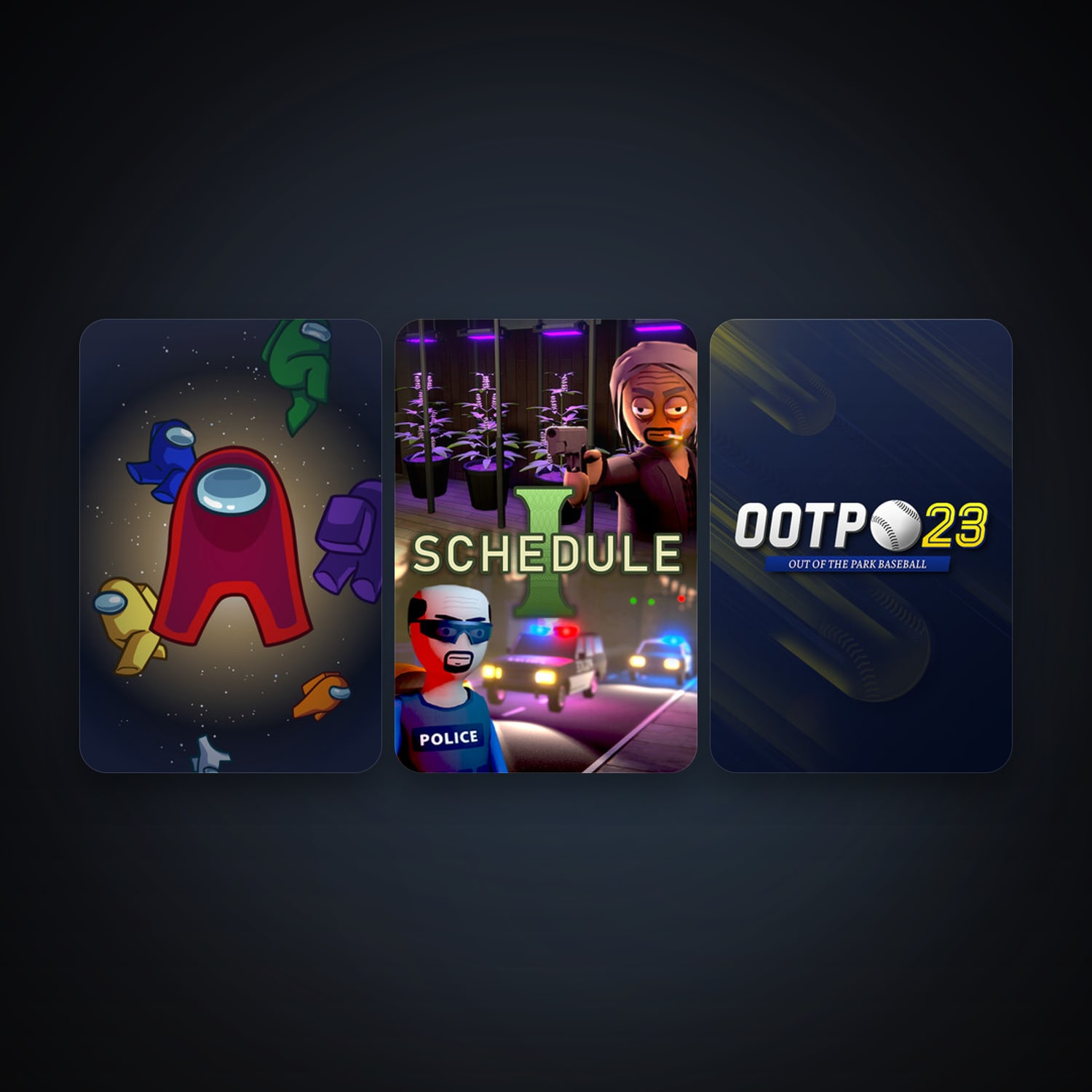 Among Us + Out of the Park Baseball 23, 3 games, clean — HabibiAccounts