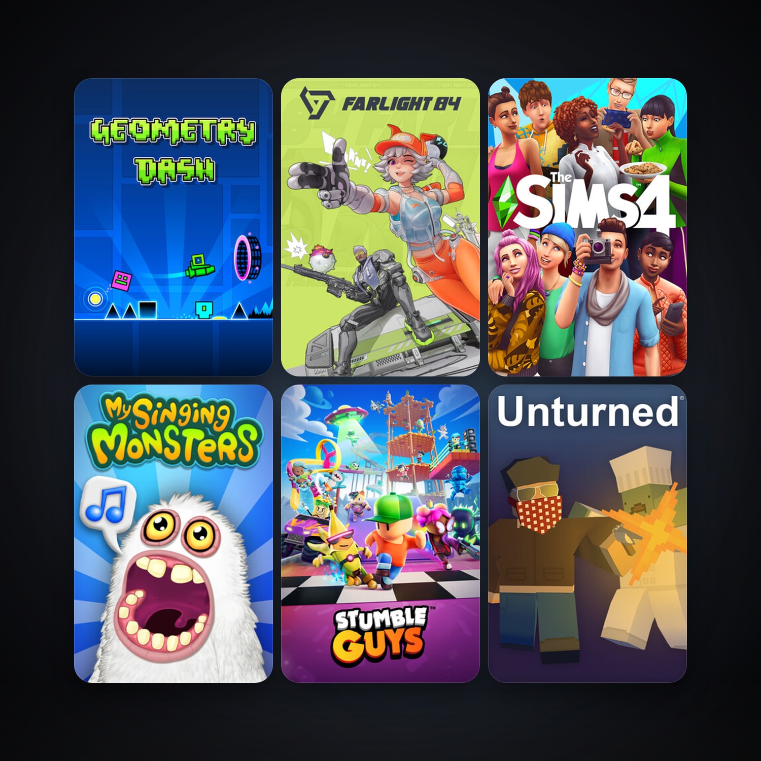 Unturned + Geometry Dash, 8 games, clean — HabibiAccounts