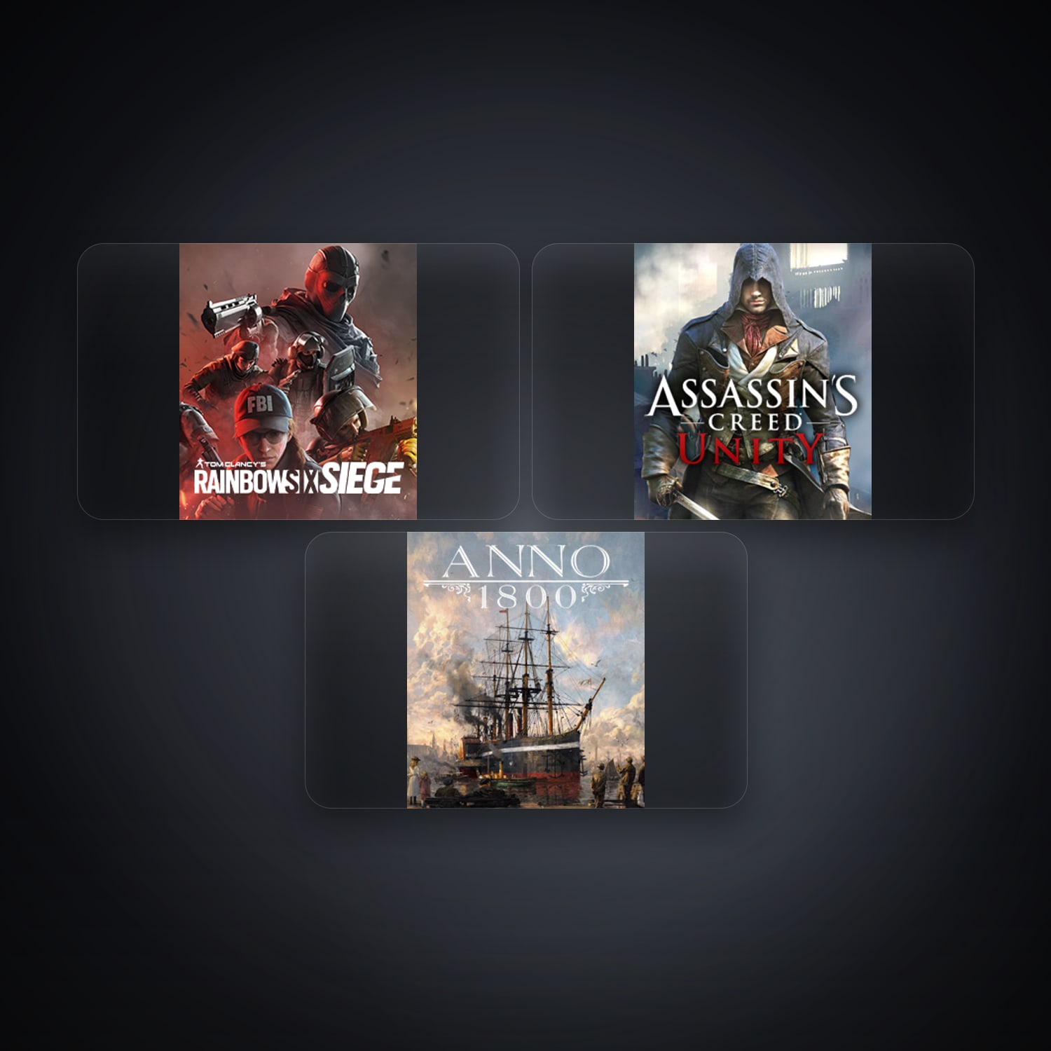 Ubisoft Tom Clancy's Rainbow Six Siege + Assassin's Creed Unity — FR — 3 games — HabibiAccounts