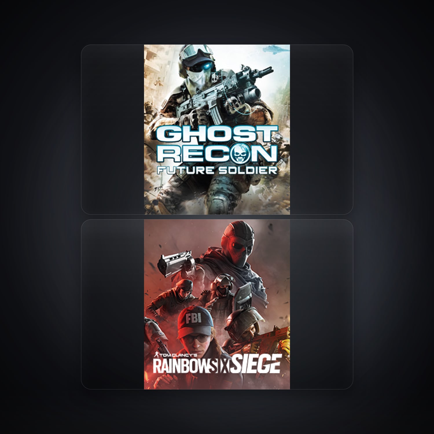 هالحساب يوبيسوفت فيه Tom Clancy's Ghost Recon Future Soldier وTom Clancy's Rainbow Six Siege، DE، 3 ألعاب — HabibiAccounts