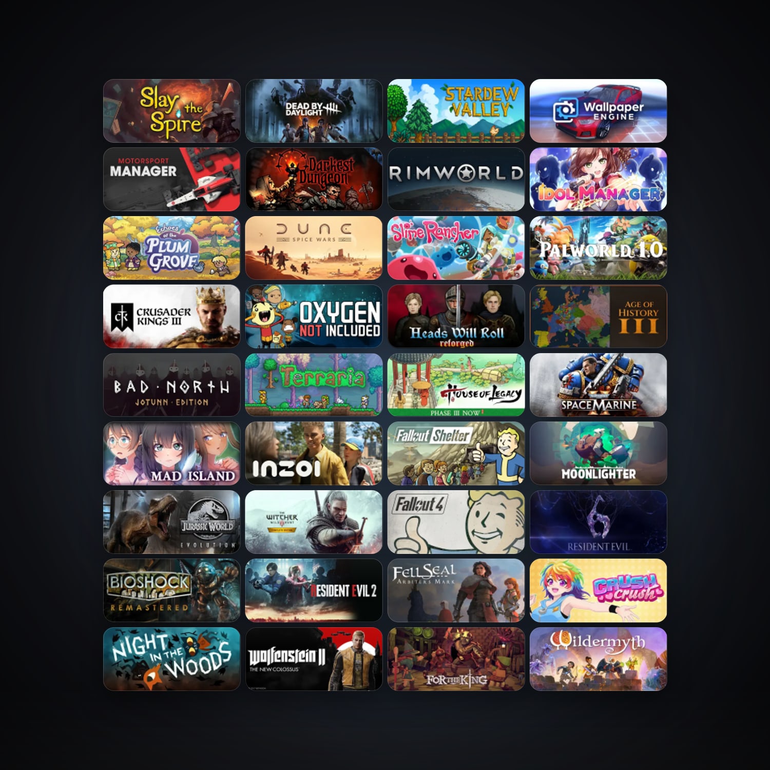 Darkest Dungeon + RimWorld, 153 games, clean — HabibiAccounts