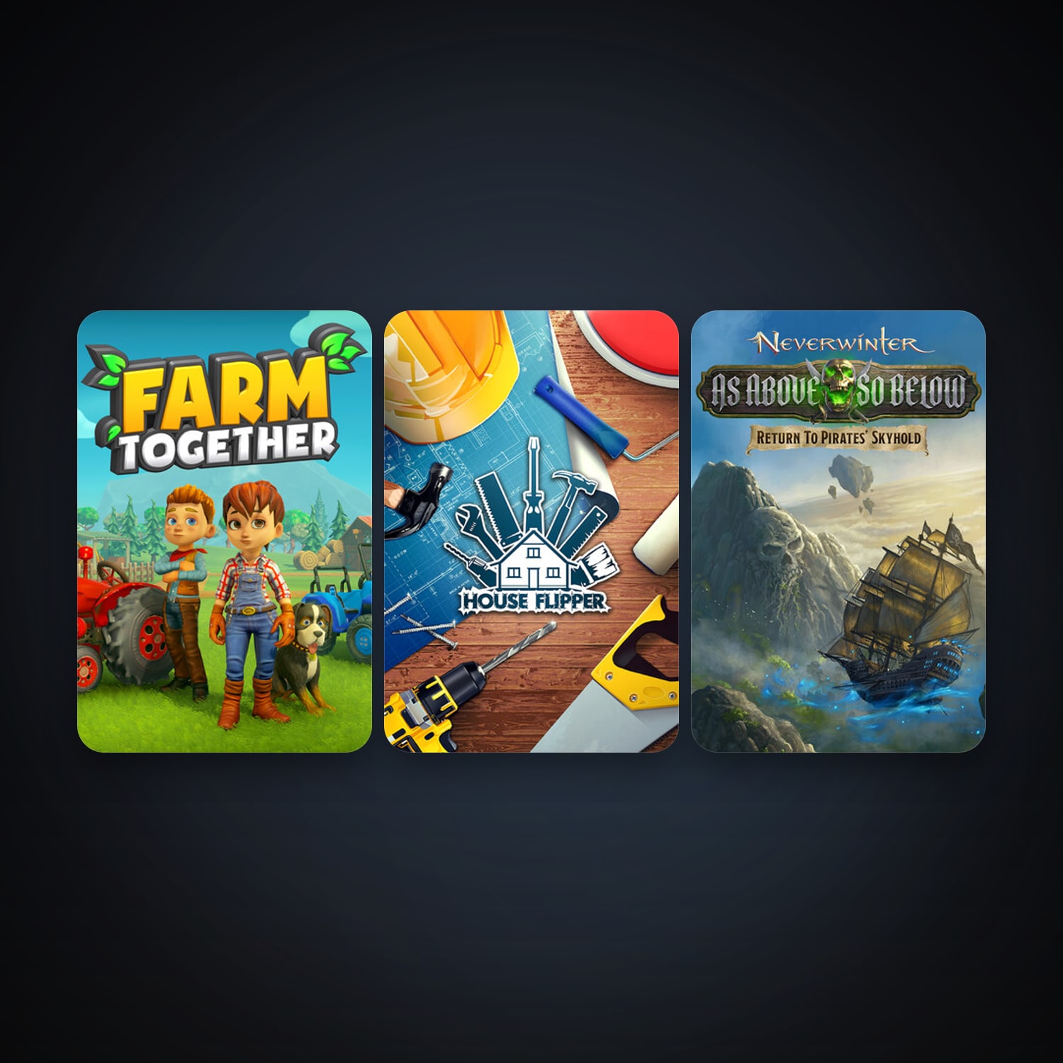 Neverwinter + House Flipper, 3 games, clean — HabibiAccounts