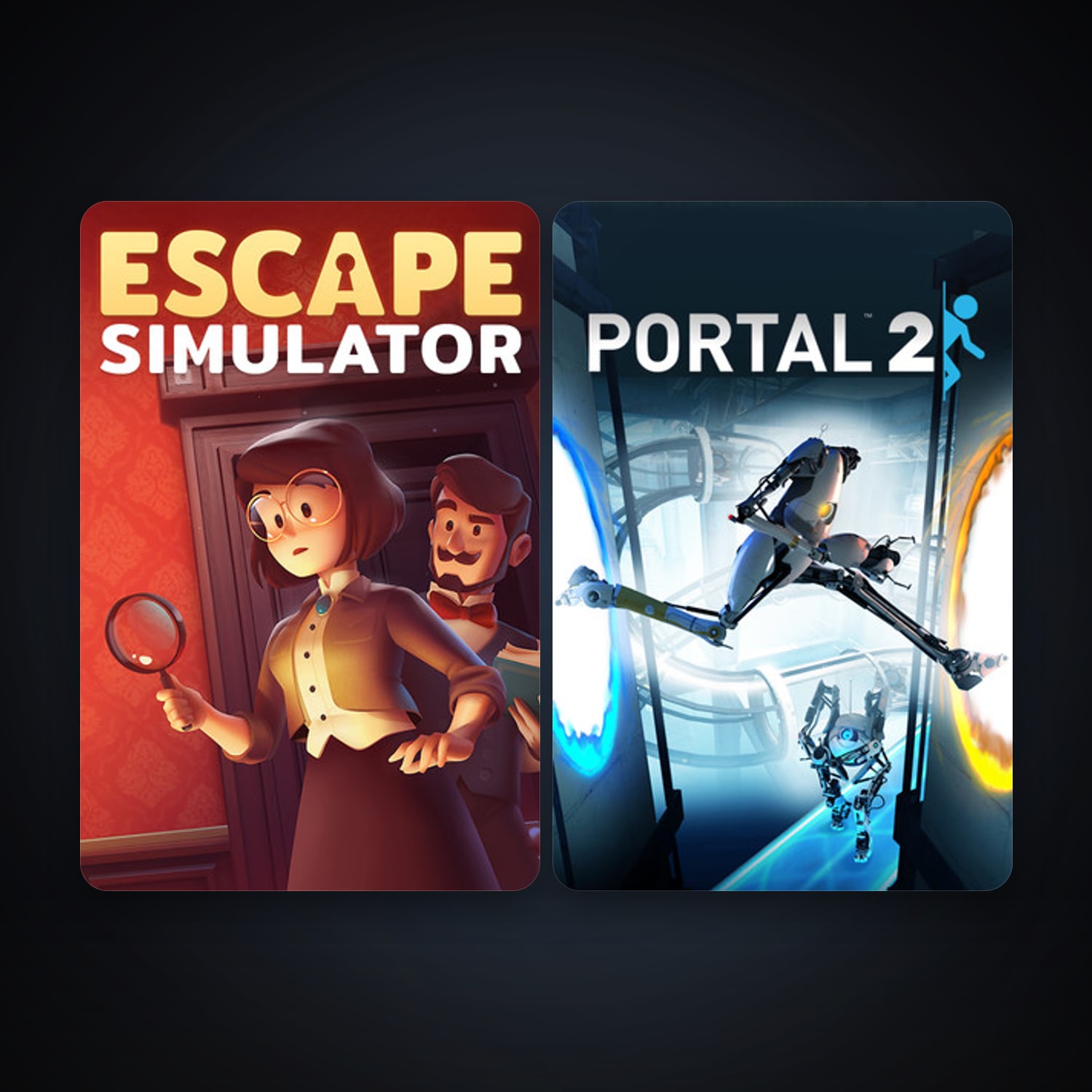 Portal 2 + Escape Simulator, 2 games, clean — HabibiAccounts