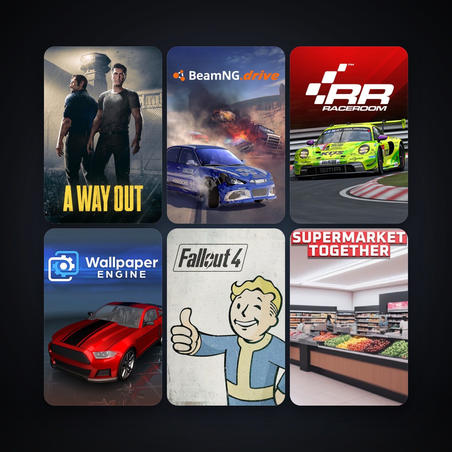 RaceRoom Racing Experience + BeamNG.drive, 13 games, clean — HabibiAccounts