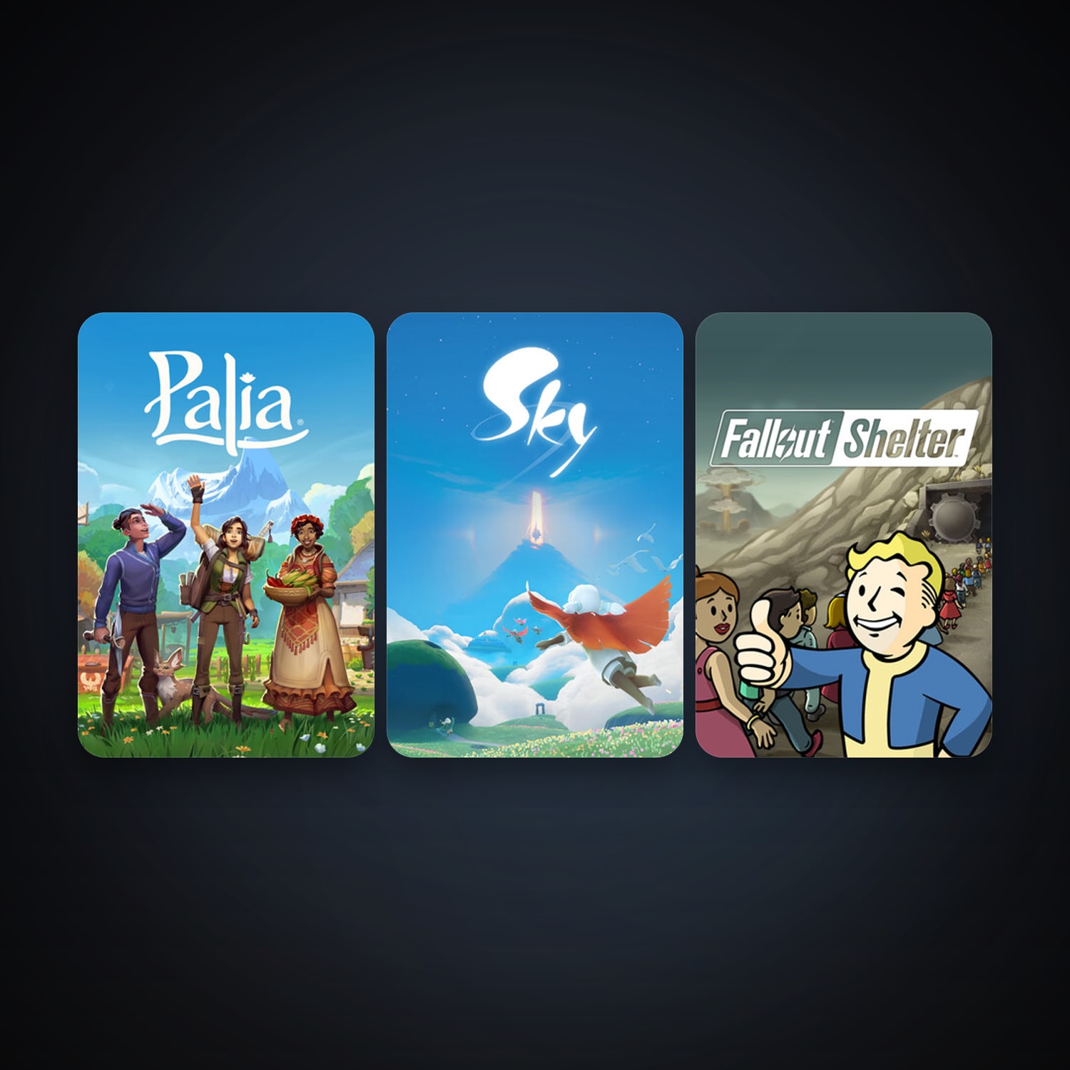 Fallout Shelter + Sky: Children of the Light, 6 games, clean — HabibiAccounts