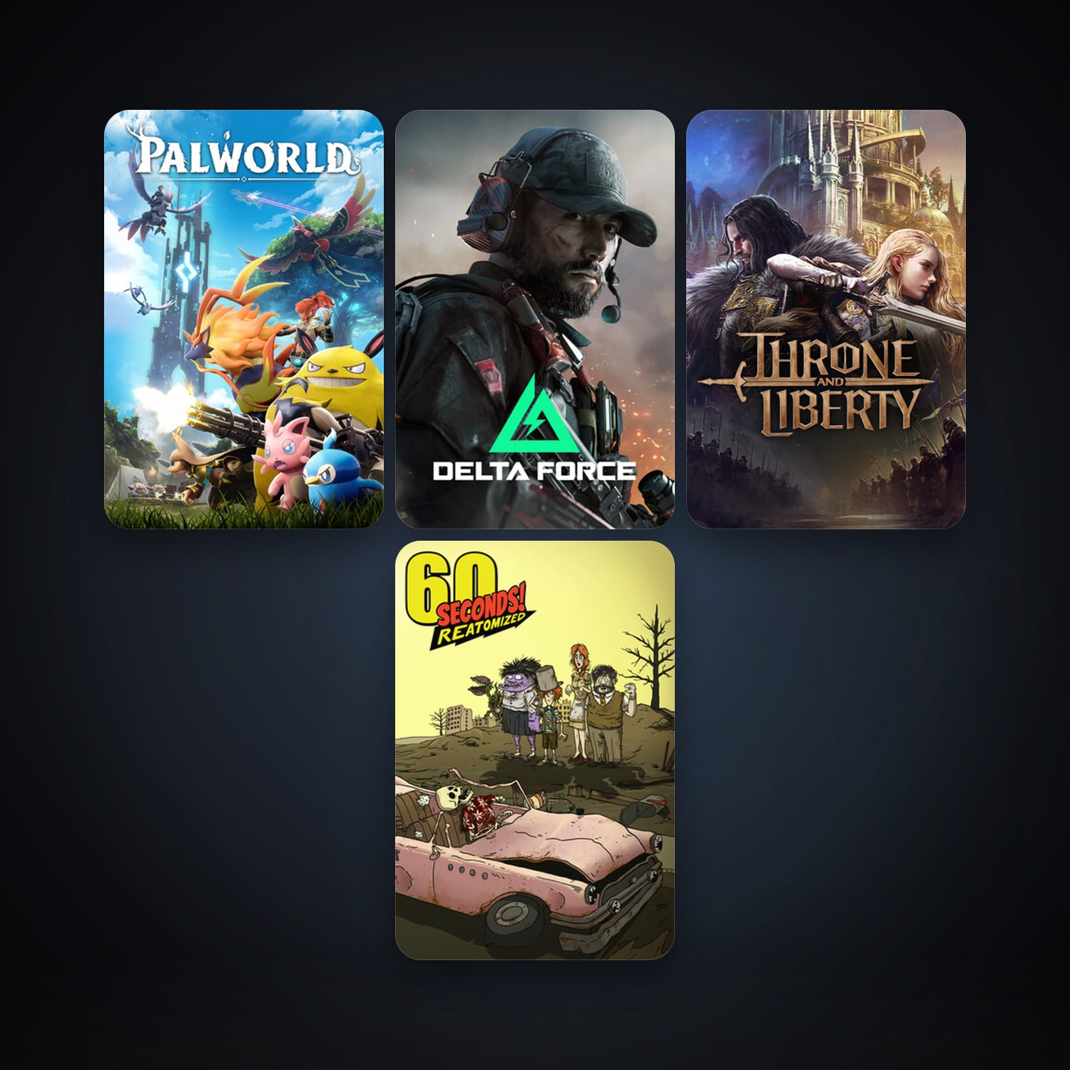 60 Seconds! Reatomized + Palworld, 8 games, clean — HabibiAccounts