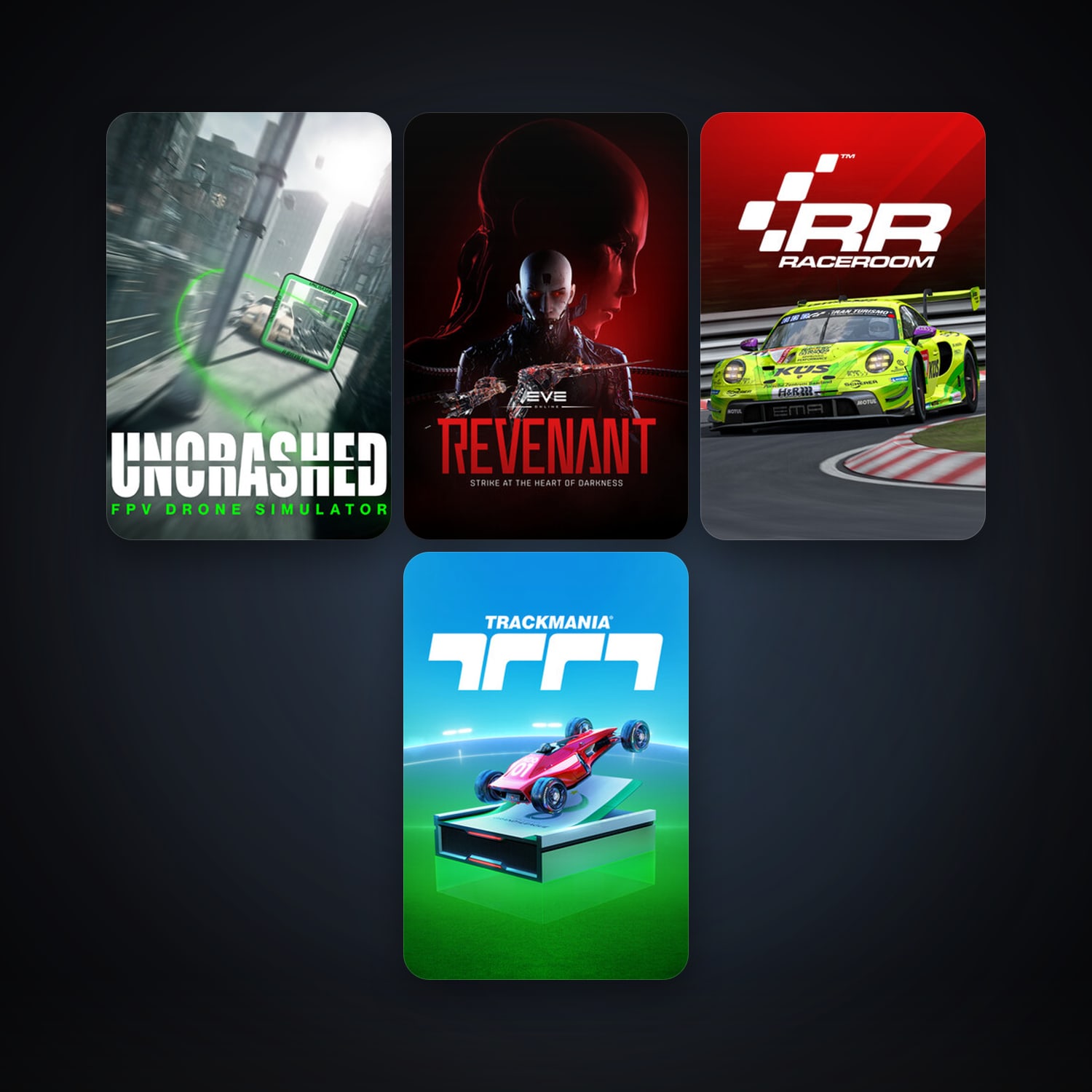 EVE Online + RaceRoom Racing Experience, 4 games, clean — HabibiAccounts
