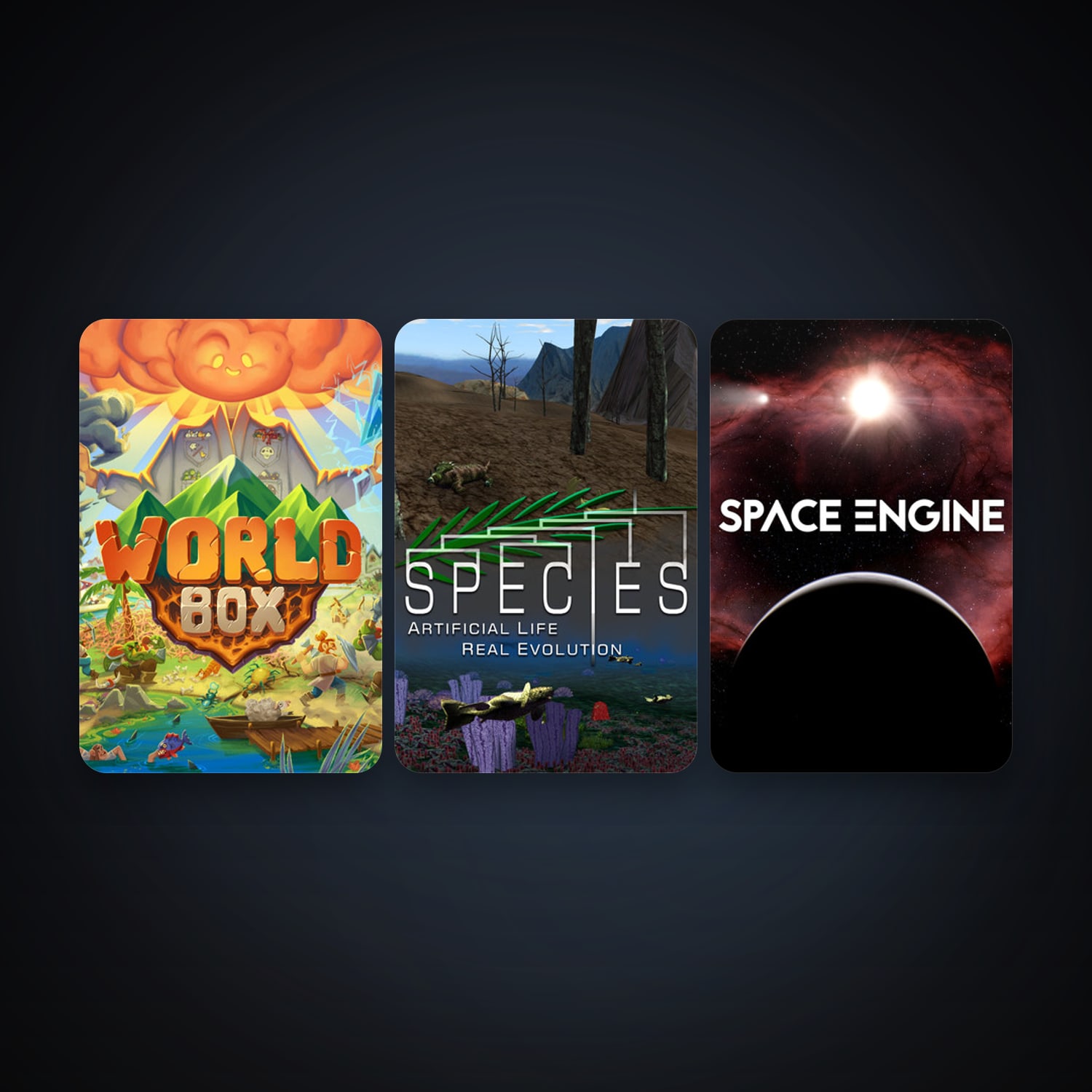 SpaceEngine + Species: Artificial Life, Real Evolution, 4 games, clean — HabibiAccounts