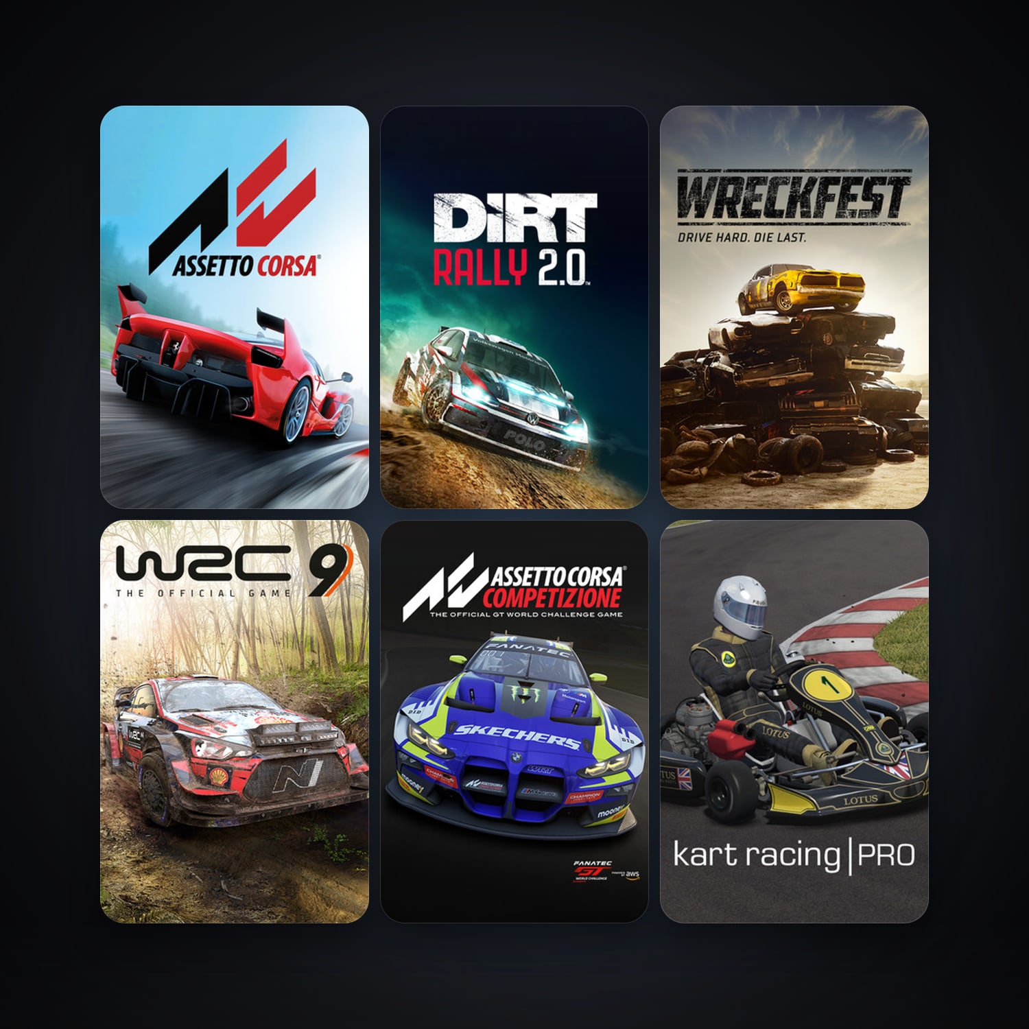 Next Car Game: Wreckfest + Assetto Corsa, 14 games, clean — HabibiAccounts