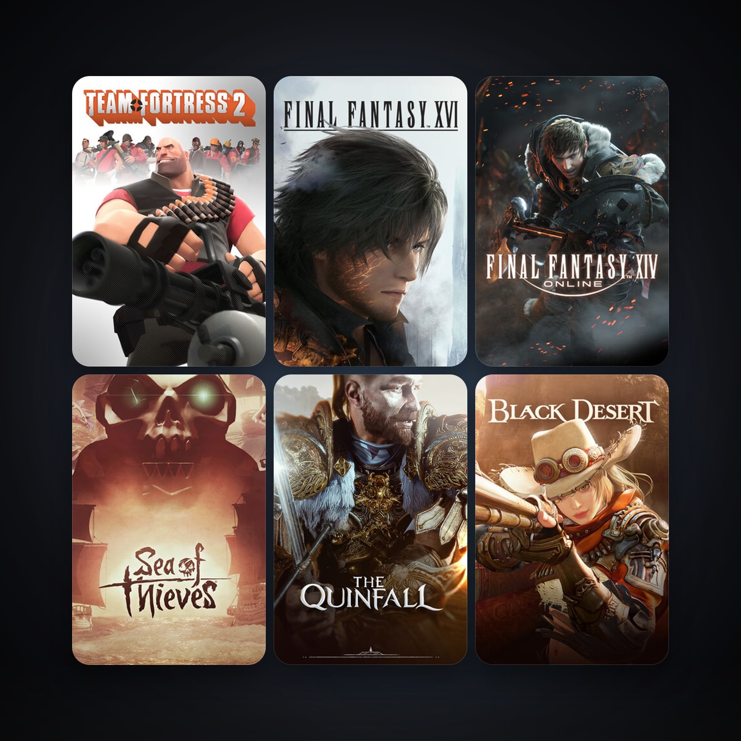 Team Fortress 2 + FINAL FANTASY XIV Online, 7 games, clean — HabibiAccounts