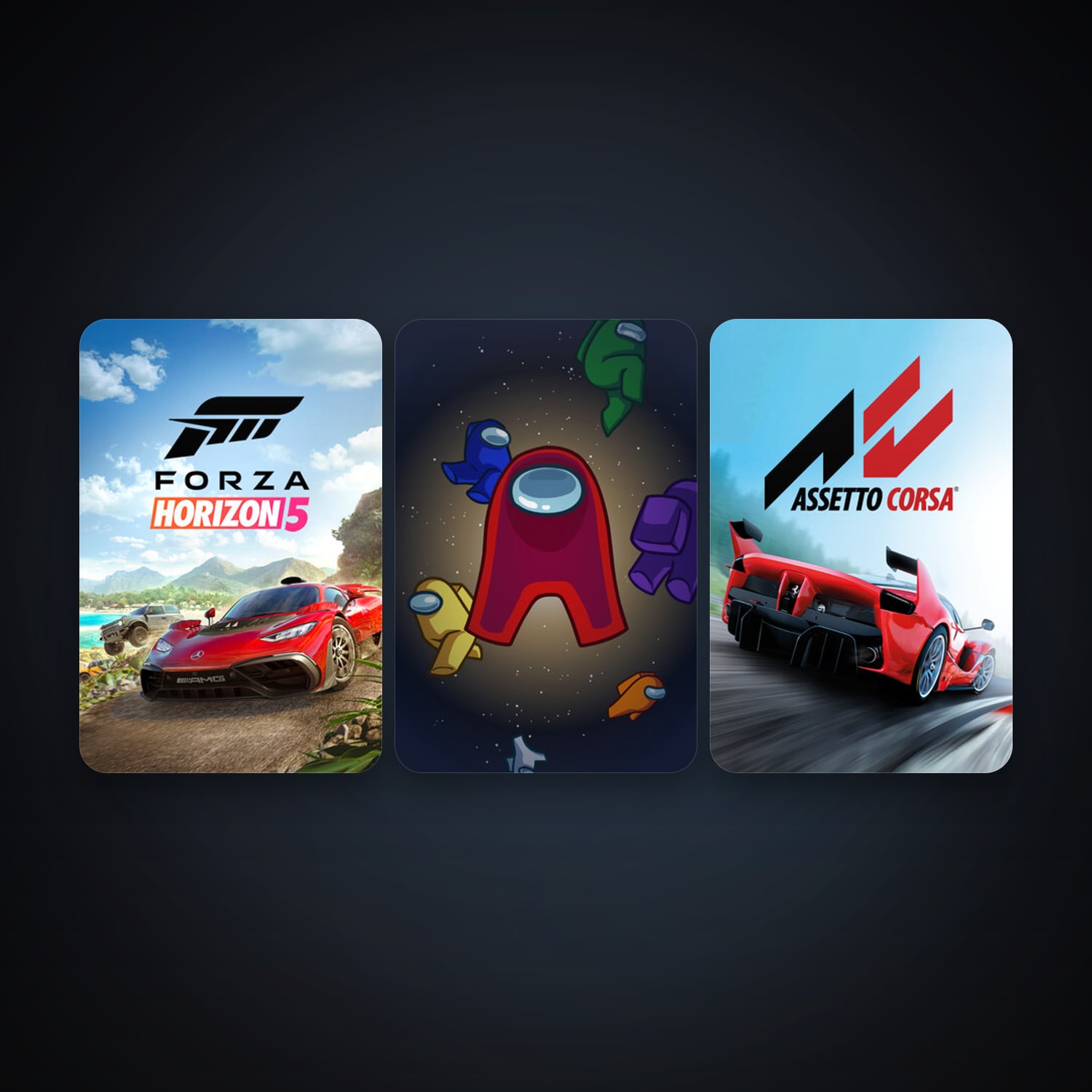 Assetto Corsa + Among Us, 3 games, clean — HabibiAccounts