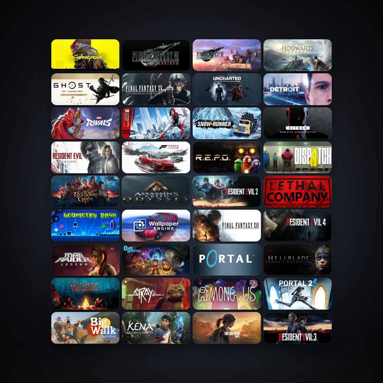 Final Fantasy XV Windows Edition + Hogwarts Legacy, 105 games, clean — HabibiAccounts
