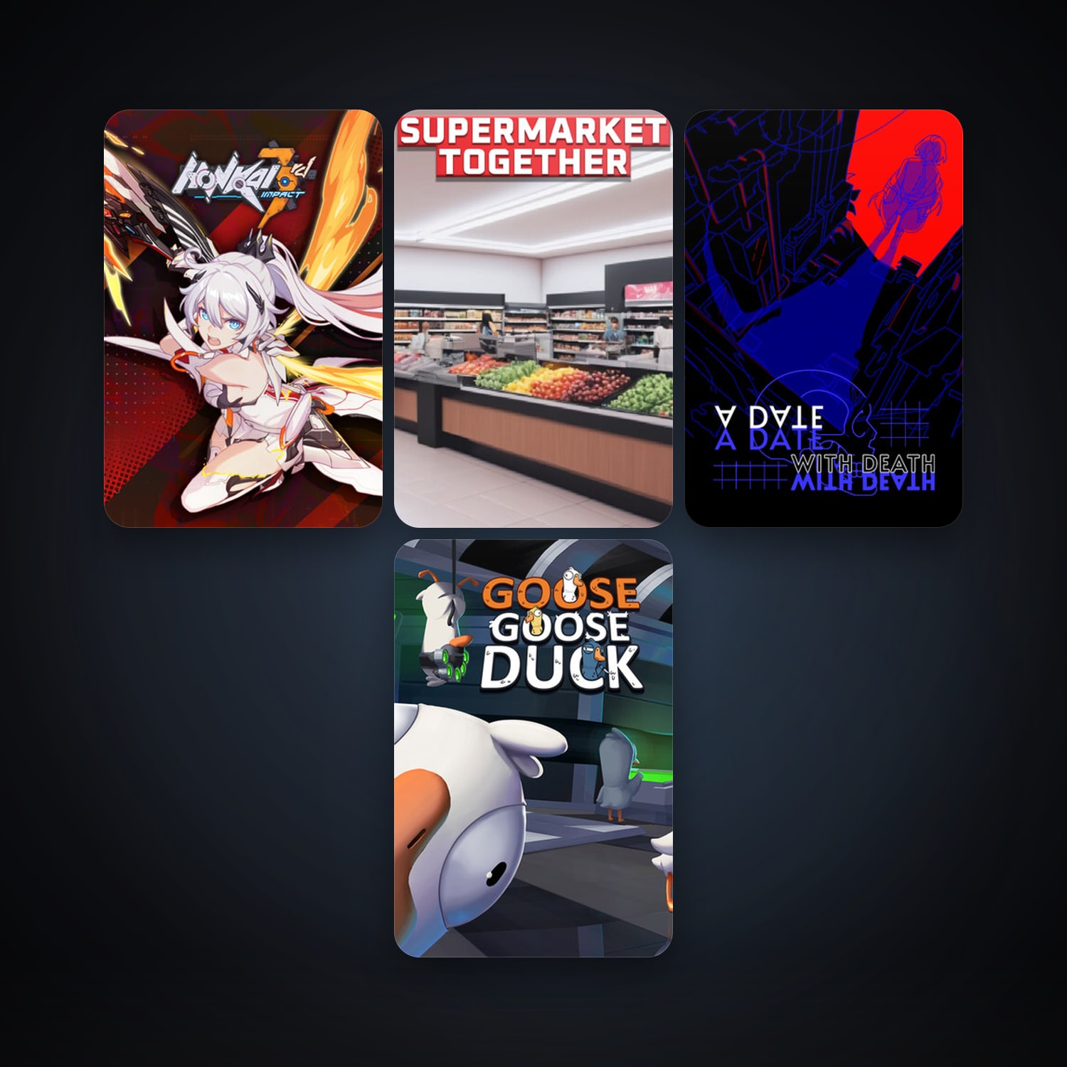 Goose Goose Duck + Honkai Impact 3rd, 18 games, clean — HabibiAccounts
