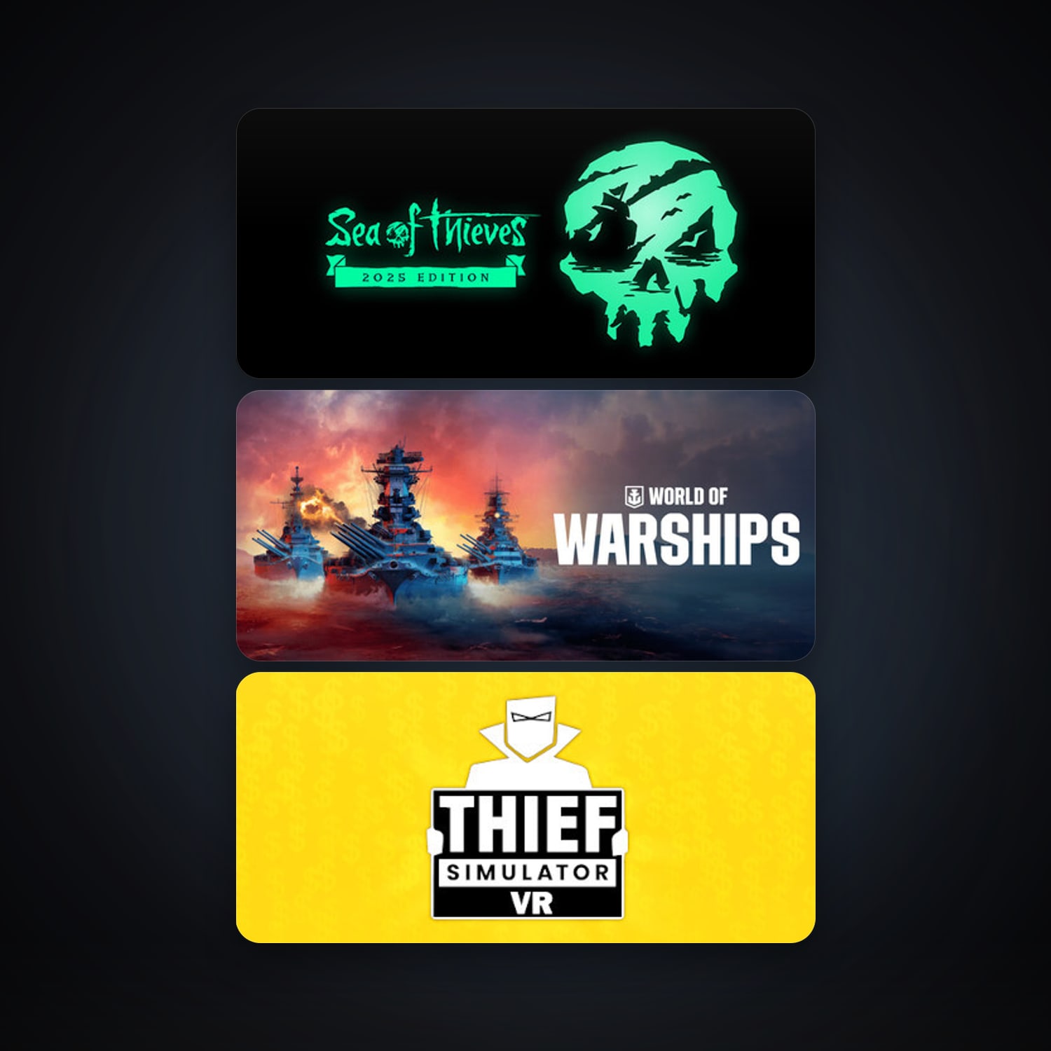 World of Warships + Thief Simulator VR, 4 games, clean — HabibiAccounts