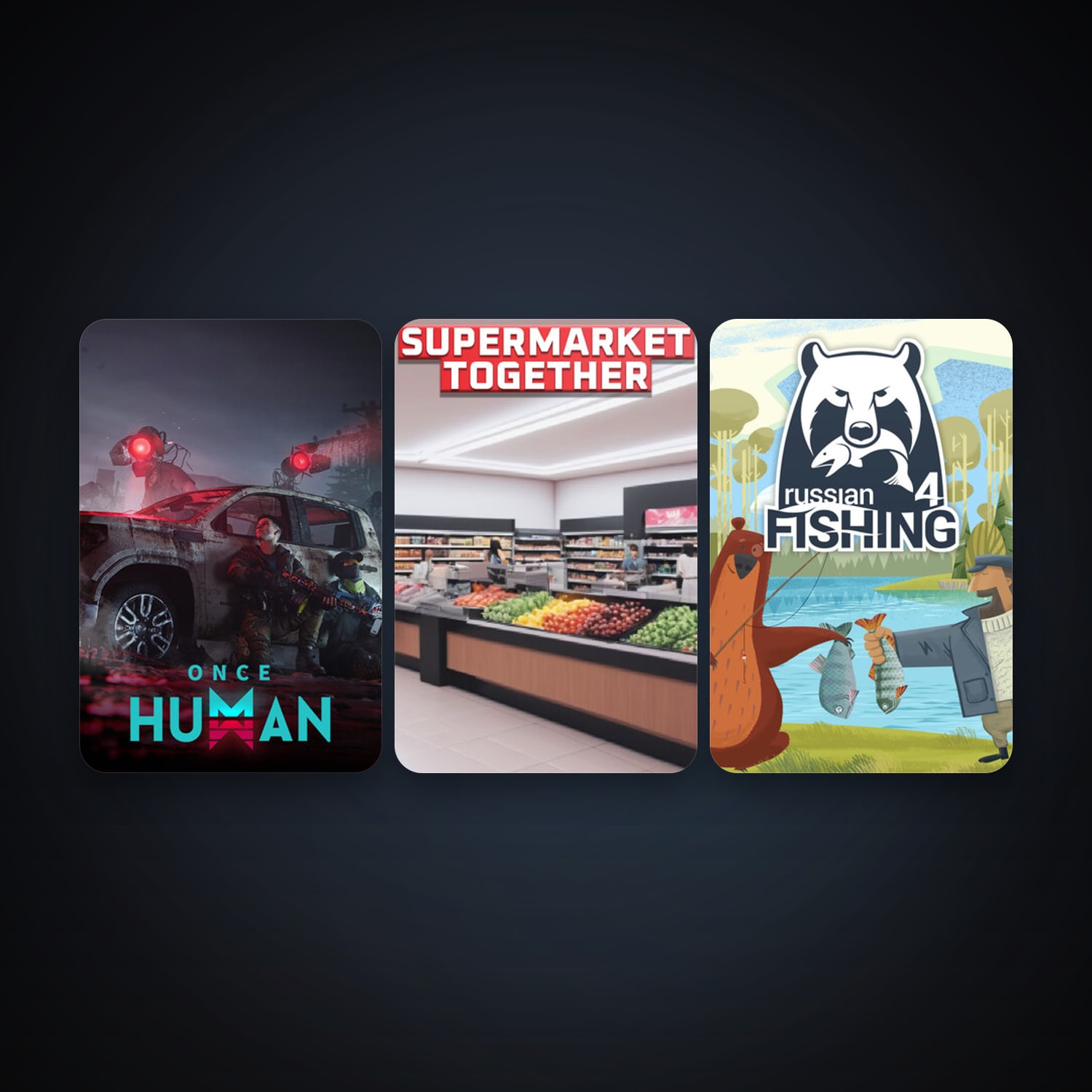 Russian Fishing 4 + Once Human, 3 games, clean — HabibiAccounts
