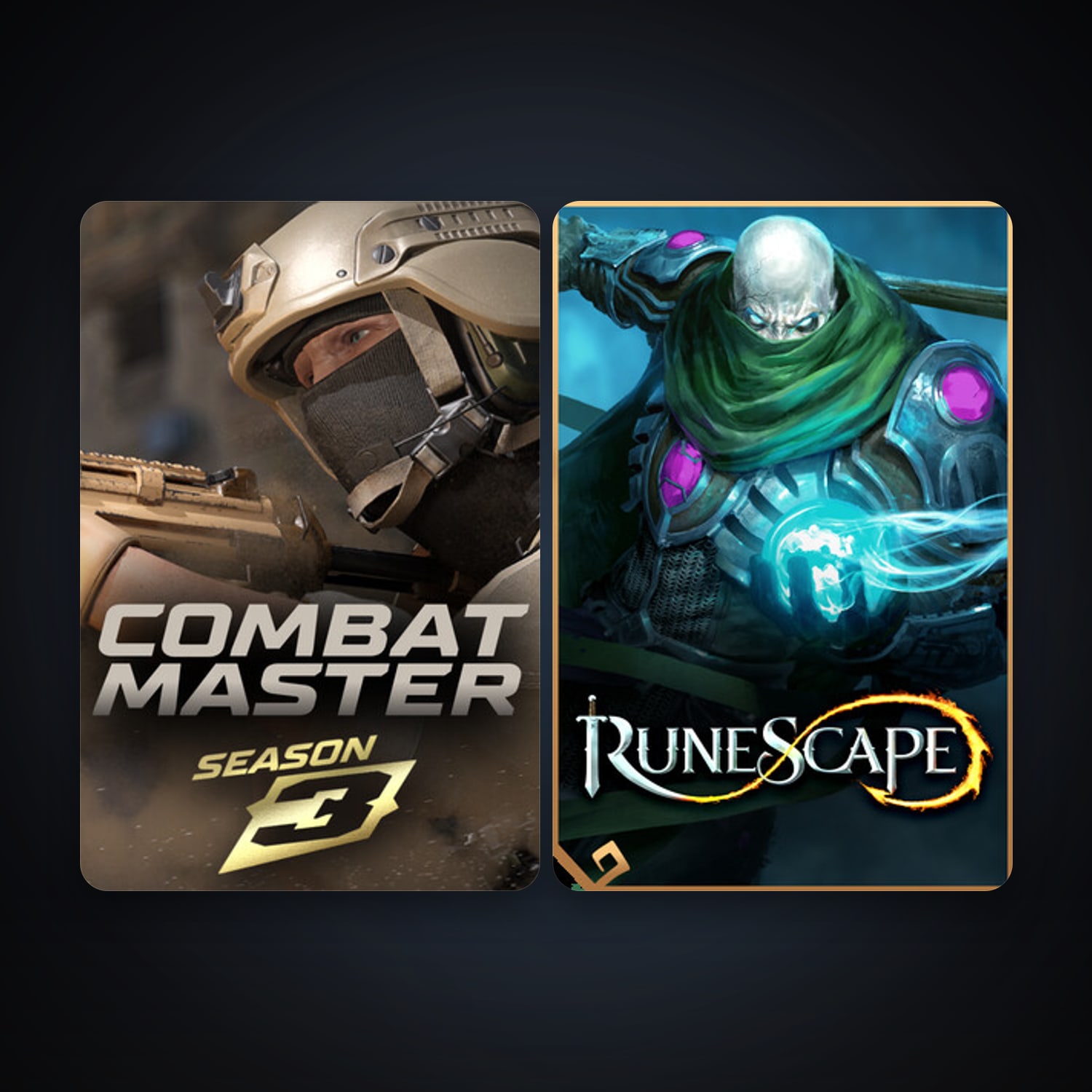 RuneScape + Combat Master: Season 1, 2 games, clean — HabibiAccounts