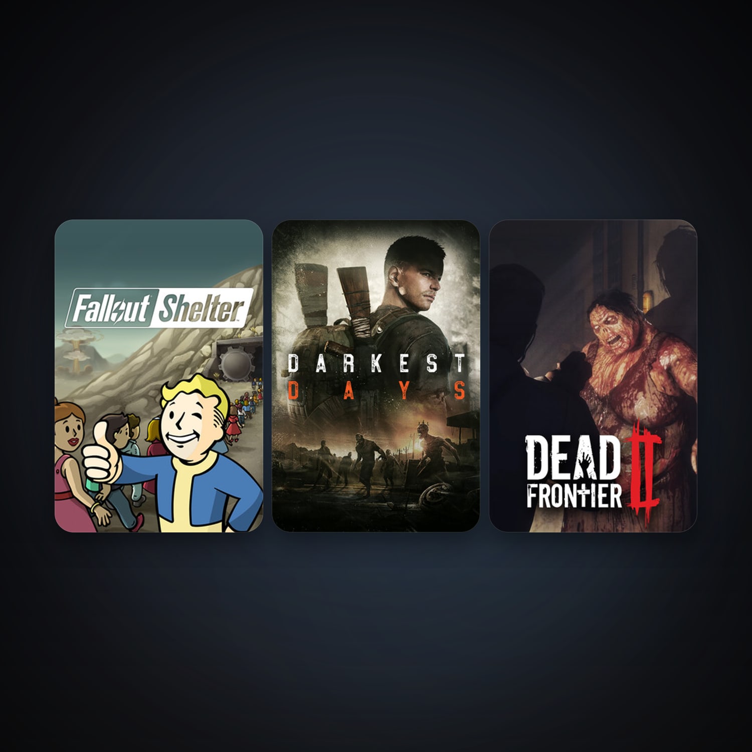 Fallout Shelter + Dead Frontier 2, 9 games, clean — HabibiAccounts