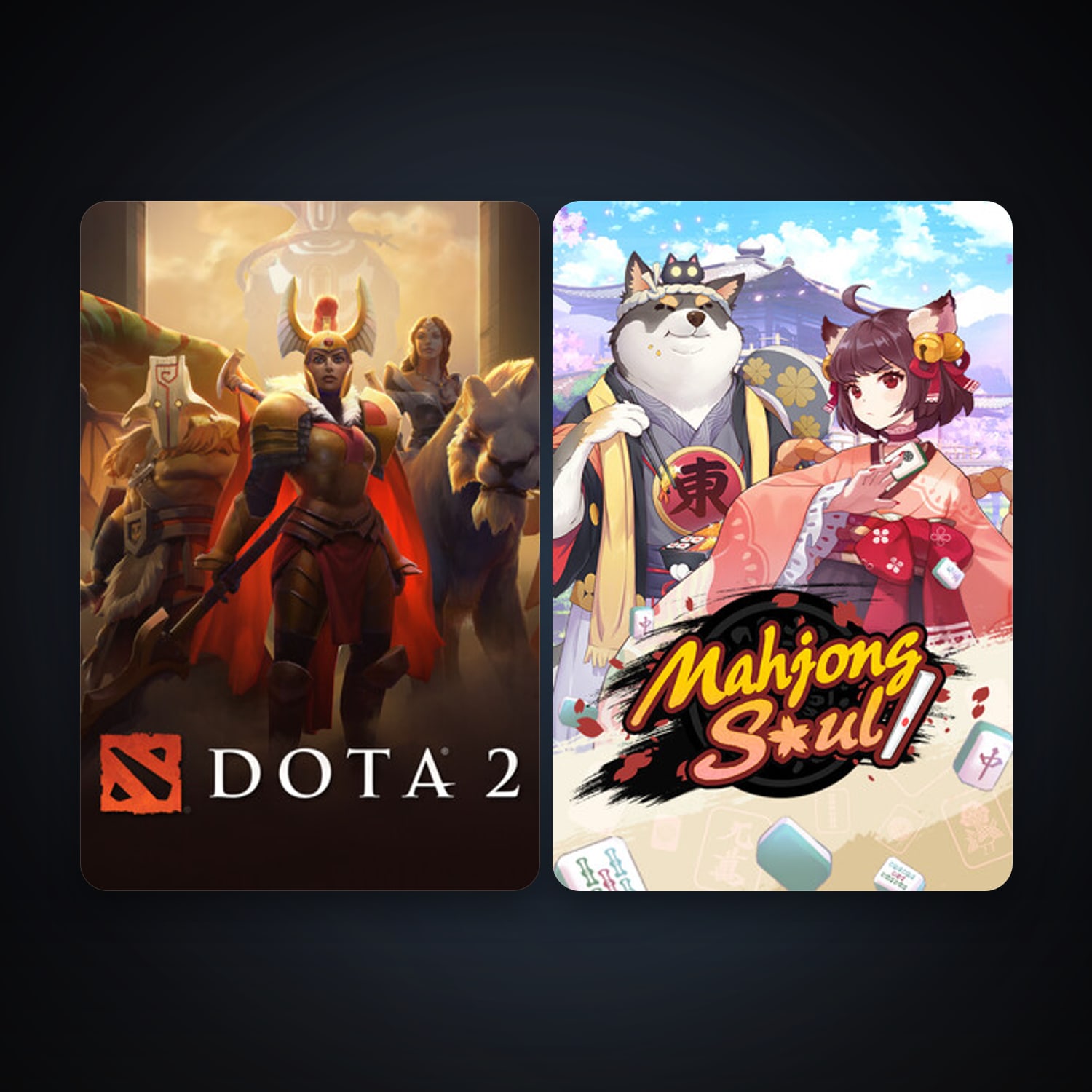 Dota 2 + Mahjong Soul, 6 games, clean — HabibiAccounts