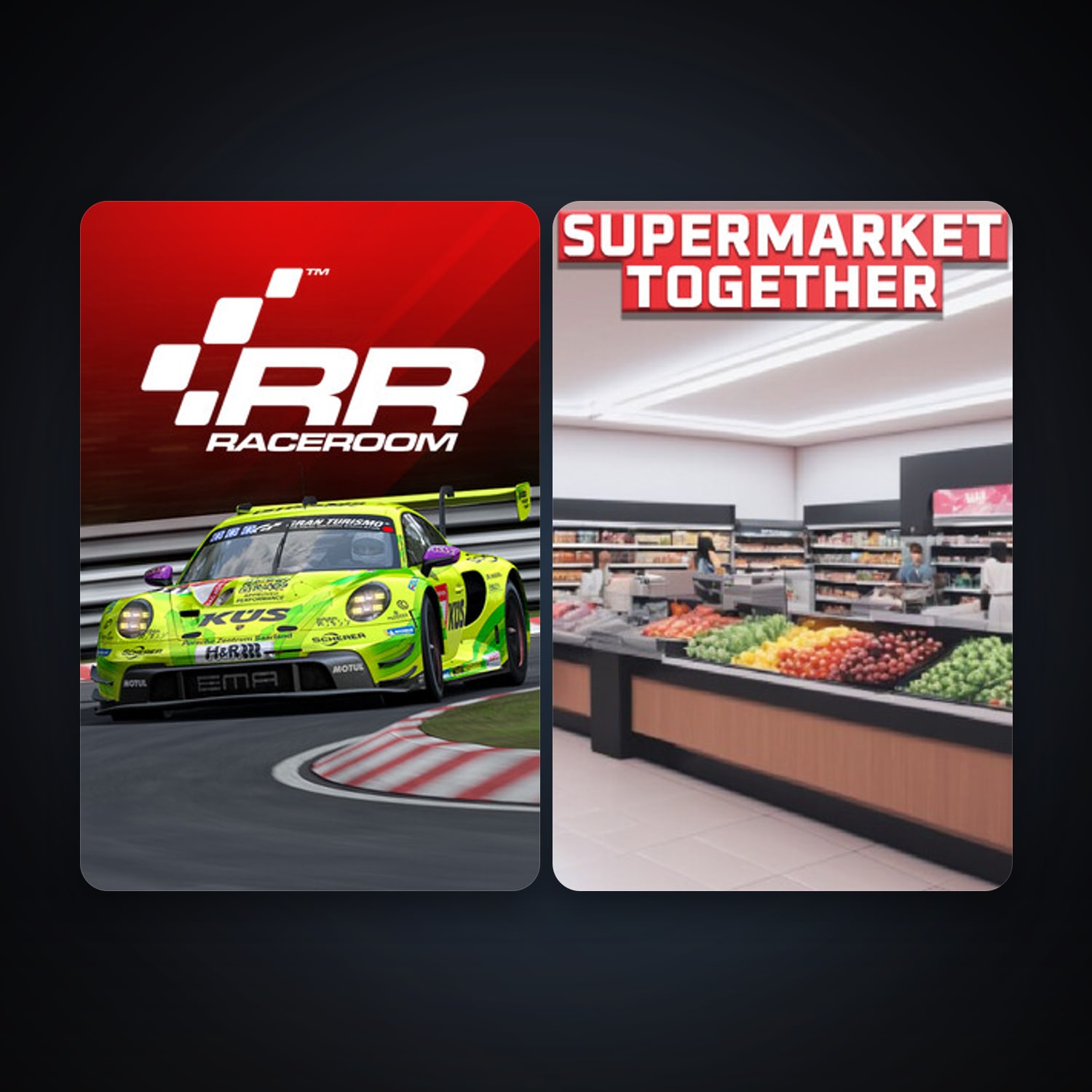RaceRoom Racing Experience + Supermarket Together, 9 games, clean — HabibiAccounts