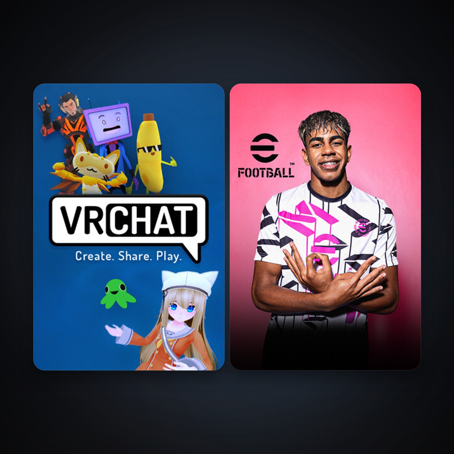 VRChat + eFootball 2024, 3 games, clean — HabibiAccounts