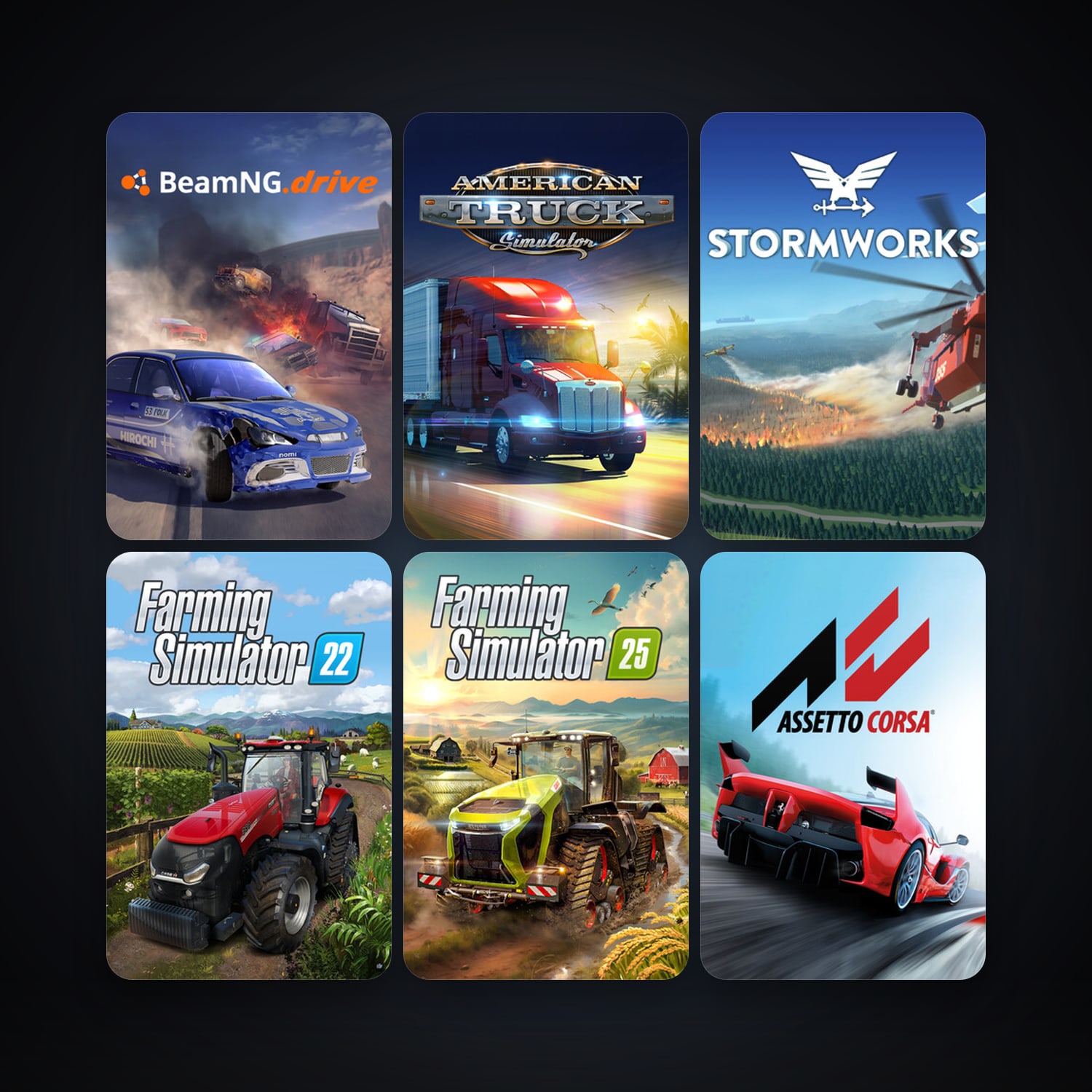 Assetto Corsa + American Truck Simulator, 53 games, clean — HabibiAccounts