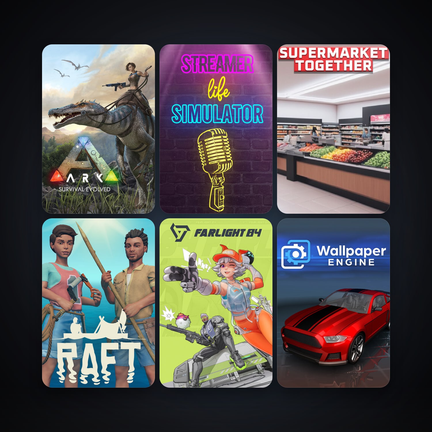 ARK: Survival Evolved + Scrap Mechanic, 16 games, clean — HabibiAccounts