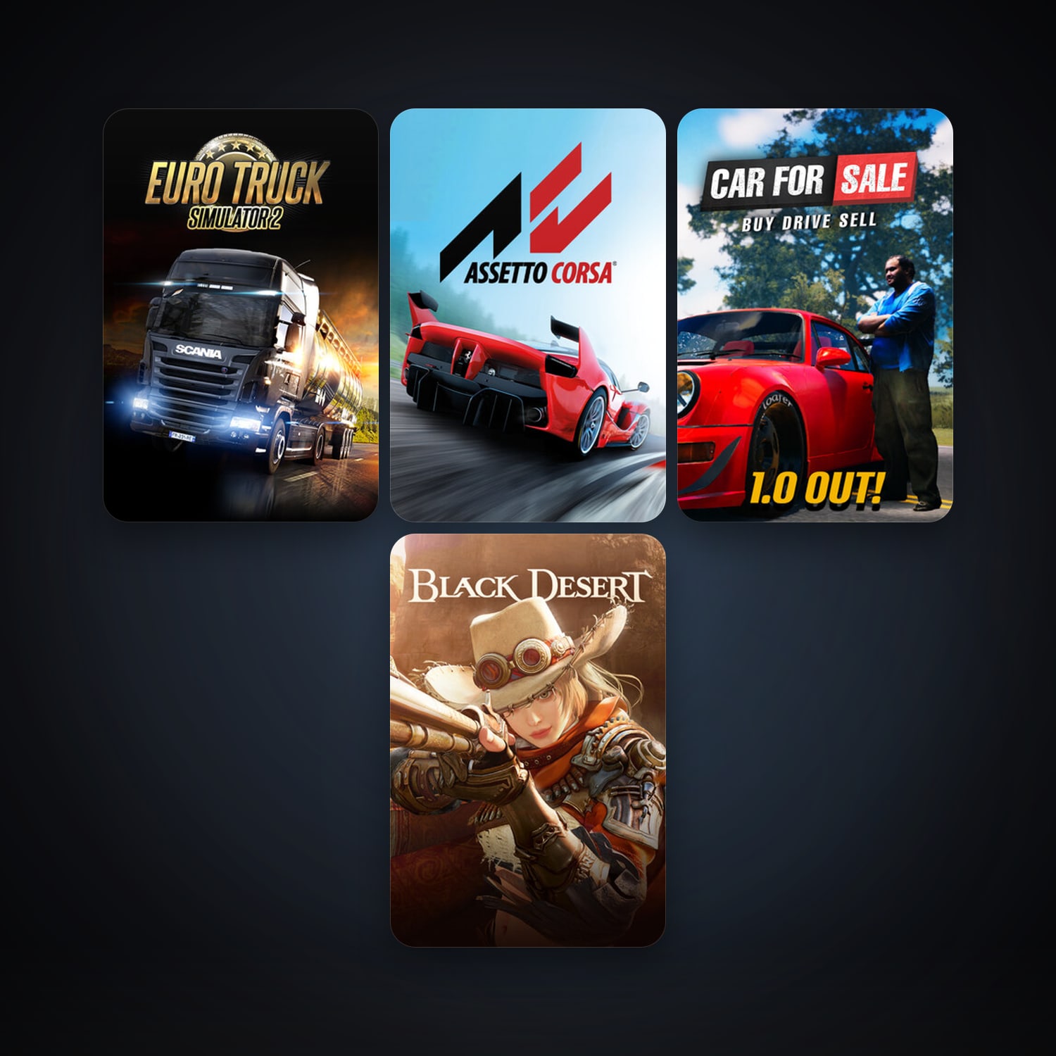 Euro Truck Simulator 2 + Assetto Corsa, 9 games, clean — HabibiAccounts