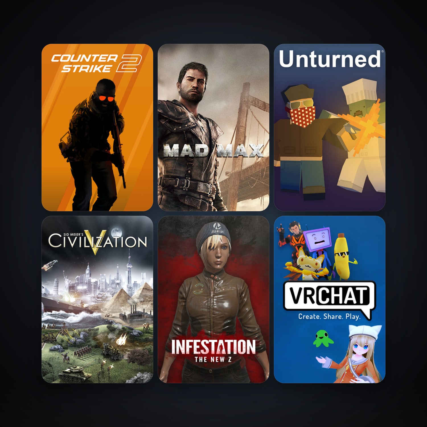 CS2 Prime + Sid Meier's Civilization V, 10 games, clean — HabibiAccounts