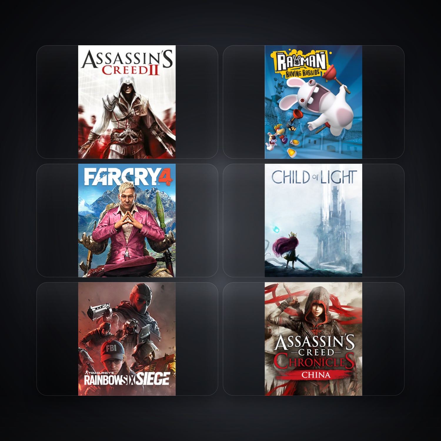 هالحساب يوبيسوفت فيه Assassin's Creed II وRayman Raving Rabbids، AU، 12 ألعاب — HabibiAccounts