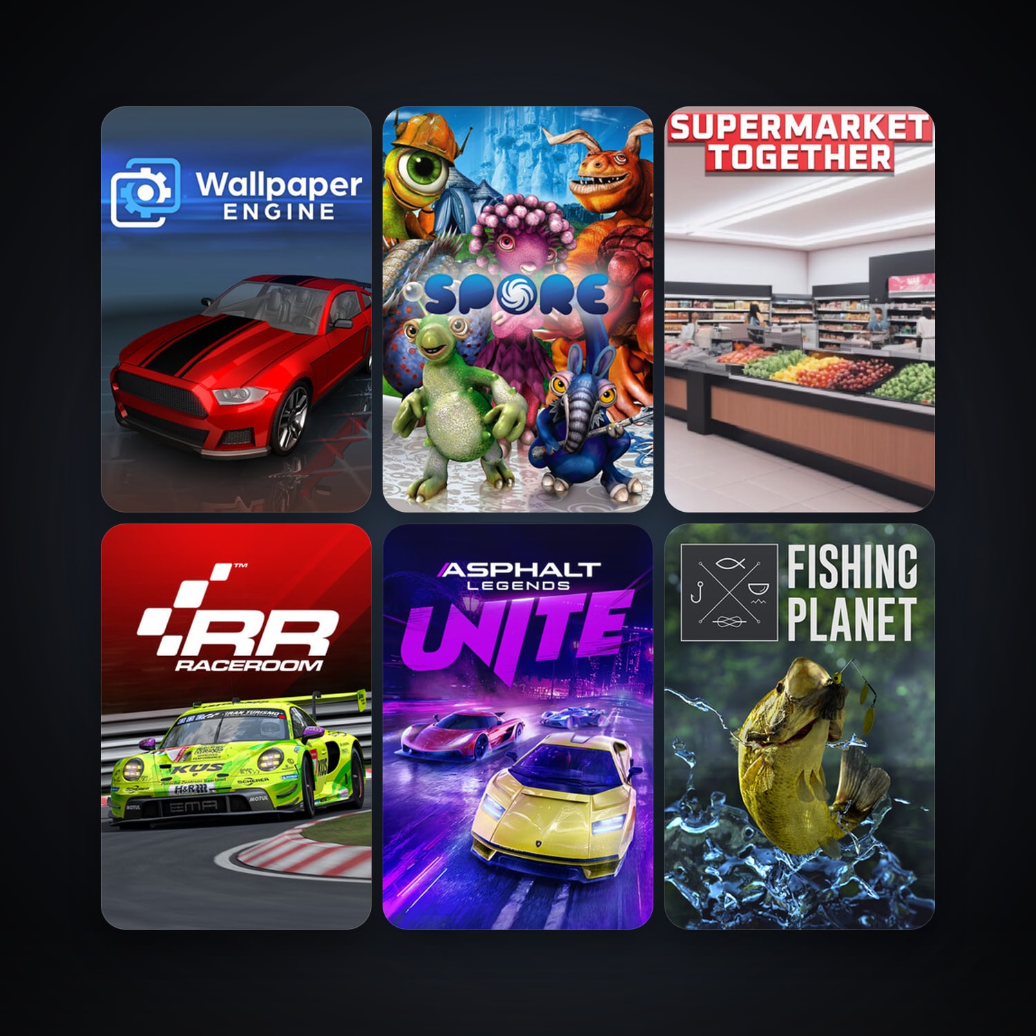 SPORE + RaceRoom Racing Experience, 10 games, clean — HabibiAccounts