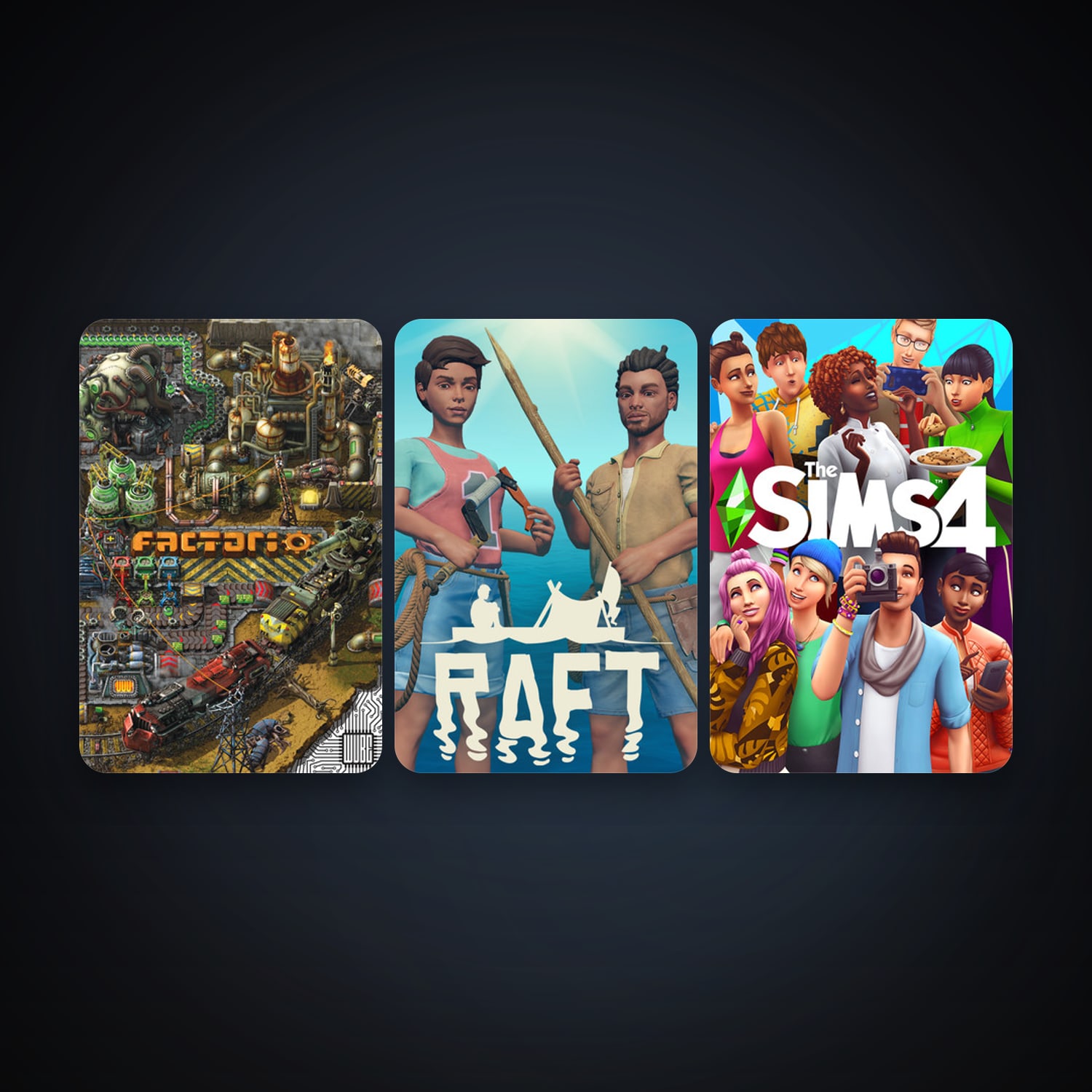 Factorio + Raft, 4 games, clean — HabibiAccounts