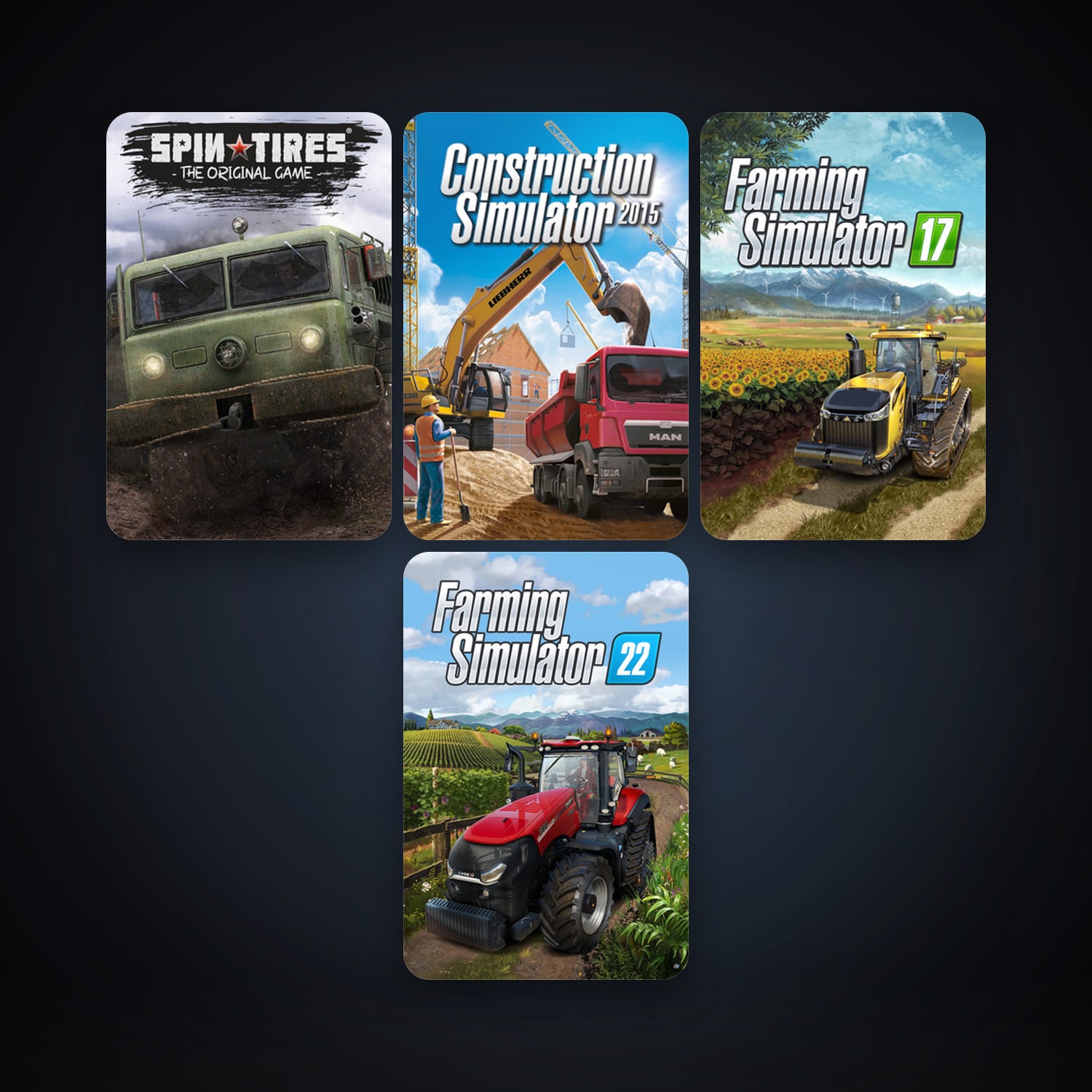 SPINTIRES + Construction Simulator 2015, 4 games, clean — HabibiAccounts