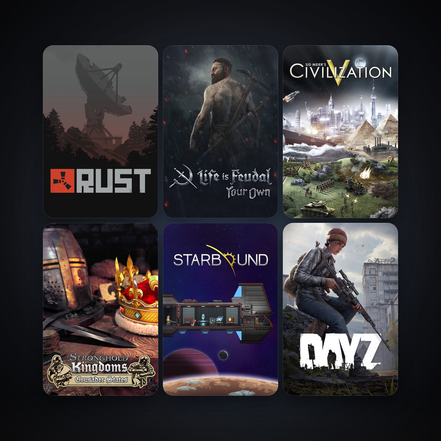 Sid Meier's Civilization V + Stronghold Kingdoms, 12 games, clean — HabibiAccounts