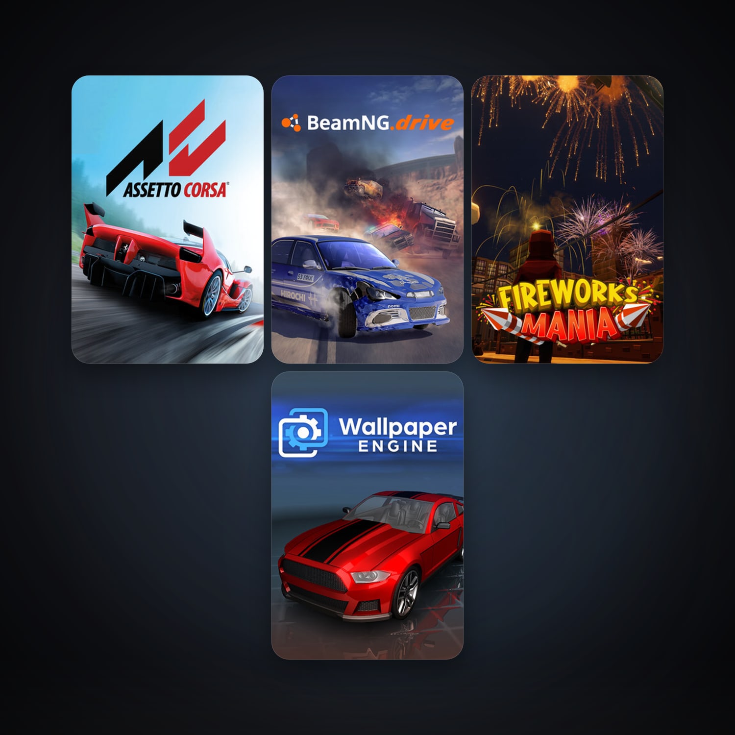 Assetto Corsa + BeamNG.drive, 8 games, clean — HabibiAccounts