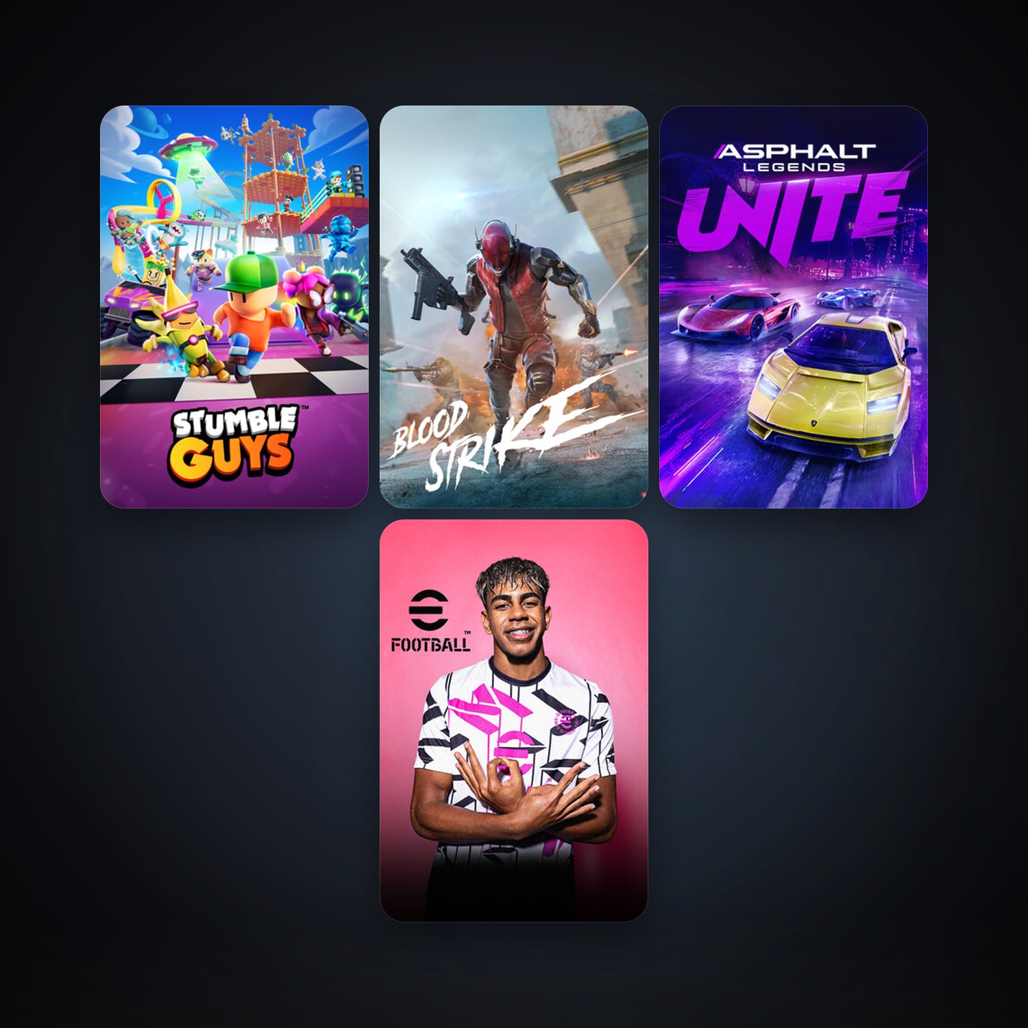 eFootball 2024 + Stumble Guys, 8 games, clean — HabibiAccounts