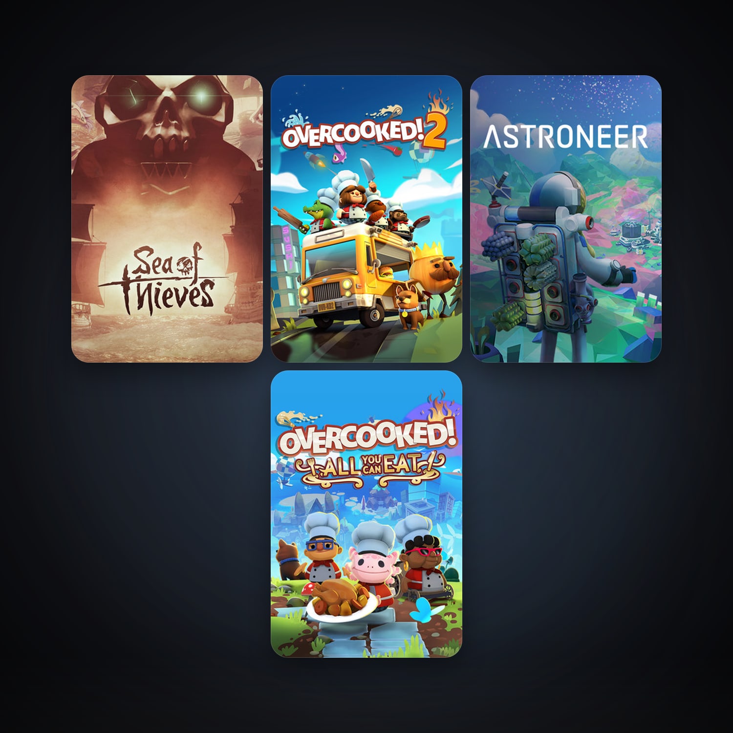 ASTRONEER + Overcooked! 2, 4 games, clean — HabibiAccounts