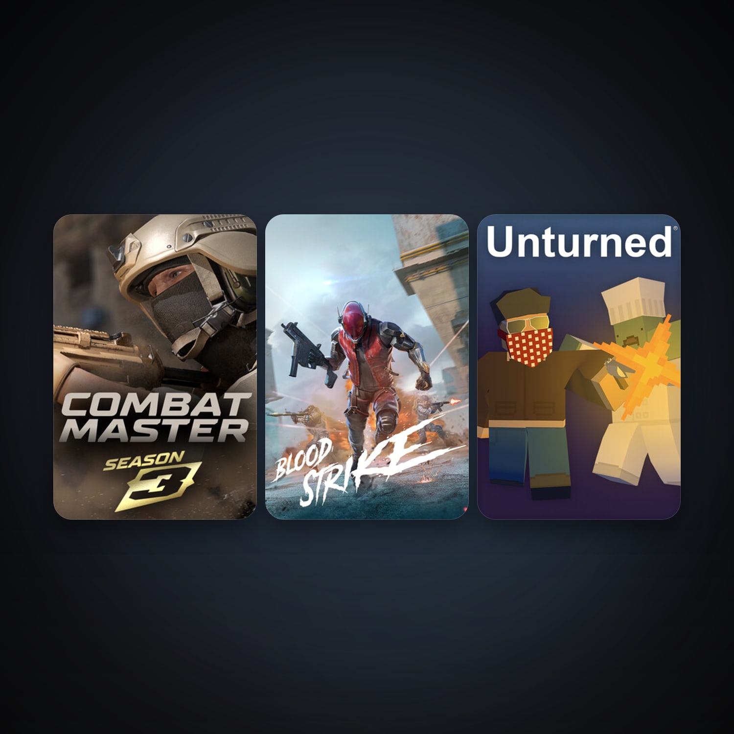 Unturned + Combat Master: Season 1, 4 games, clean — HabibiAccounts