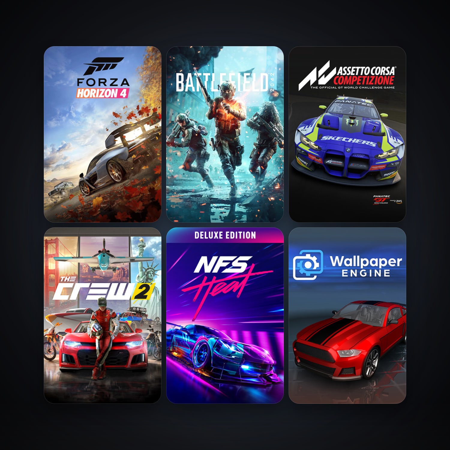 Assetto Corsa + Wallpaper Engine, 8 games, clean — HabibiAccounts