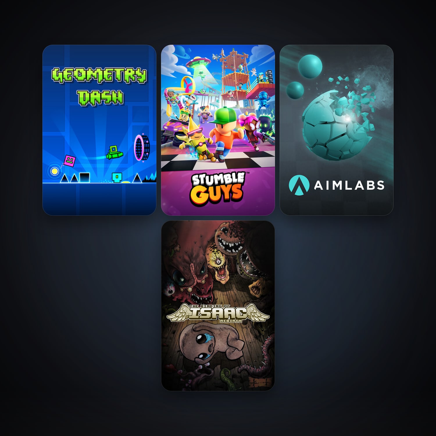 The Binding of Isaac: Rebirth + Geometry Dash, 14 games, clean — HabibiAccounts