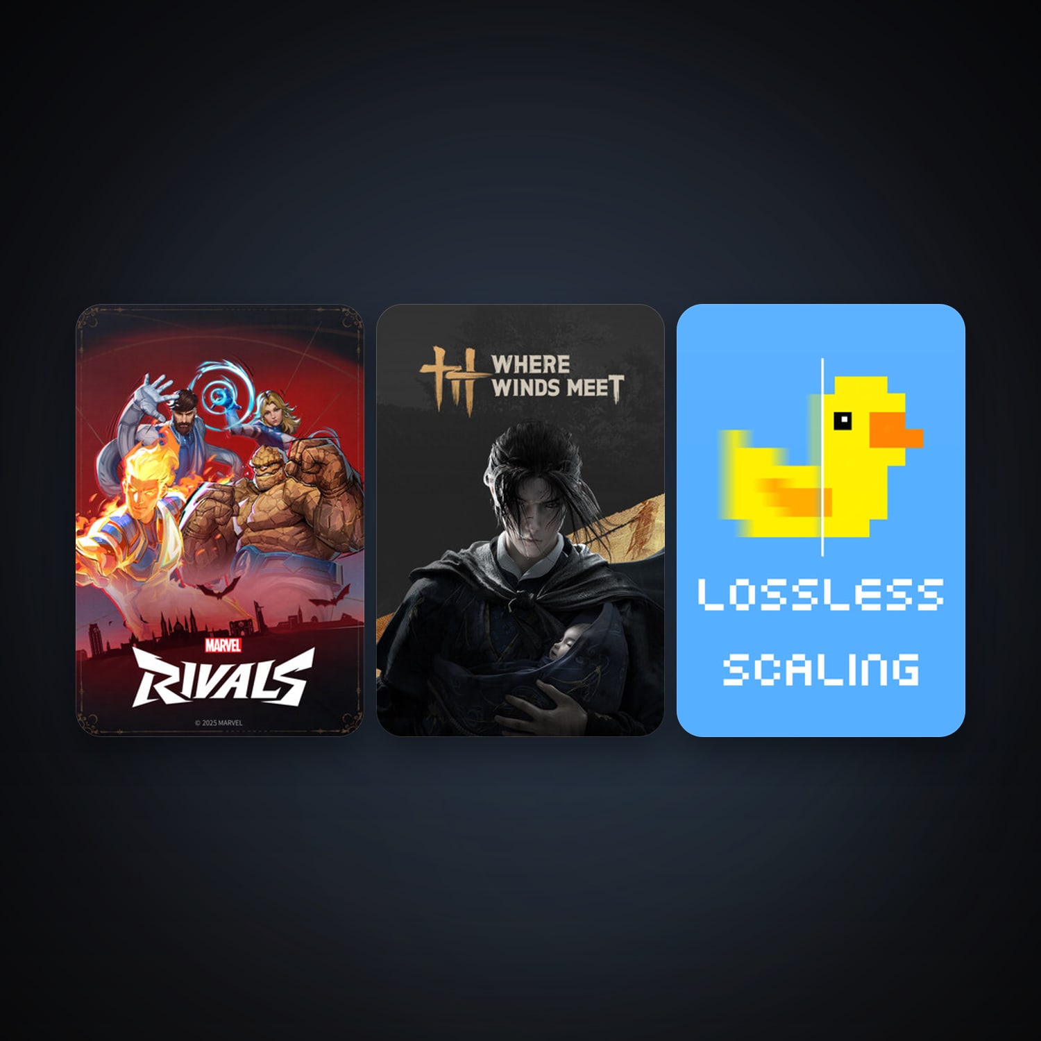 Lossless Scaling + Marvel Rivals, 5 games, clean — HabibiAccounts