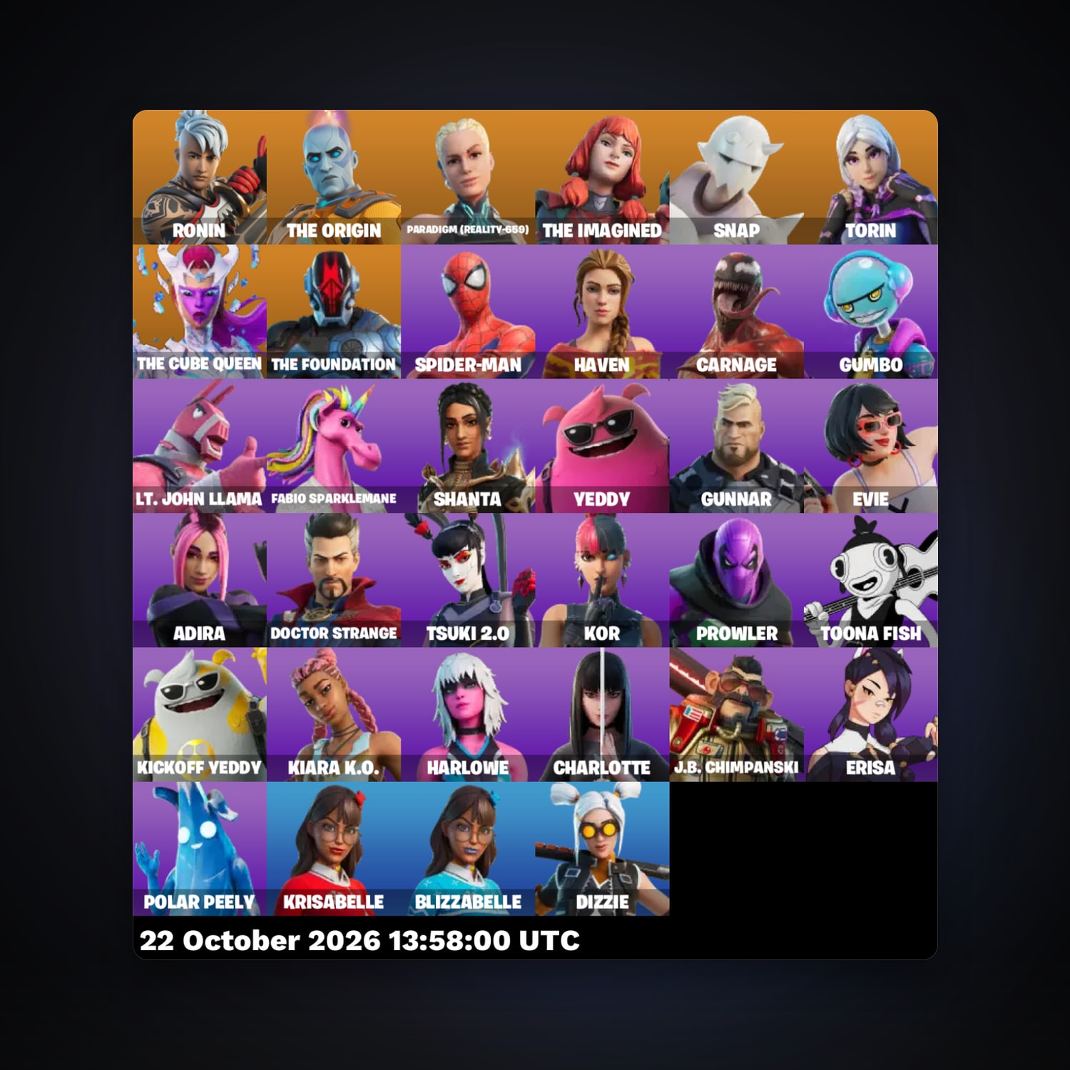 Fortnite account with Ronin & The Origin — 34 skins — 950 V-Bucks — lvl 873 — HabibiAccounts