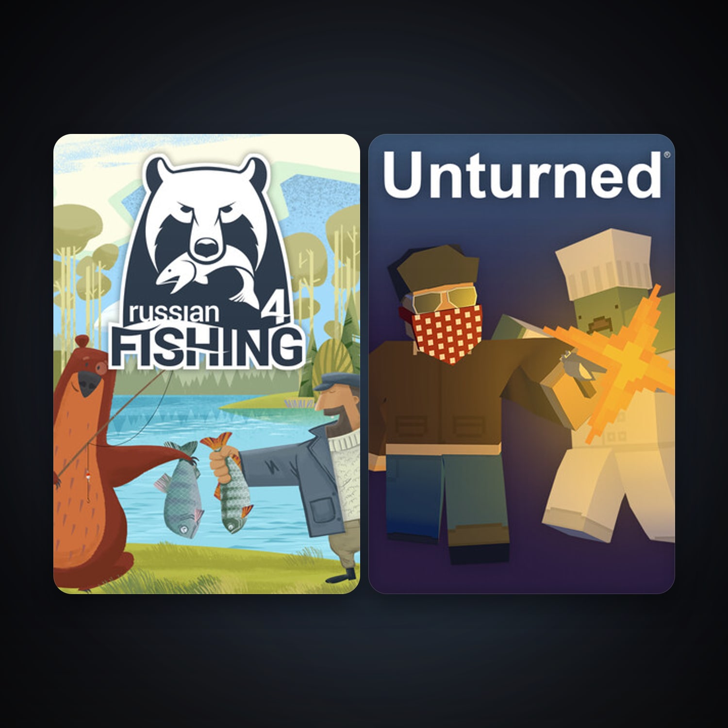 Unturned + Russian Fishing 4, 3 games, clean — HabibiAccounts