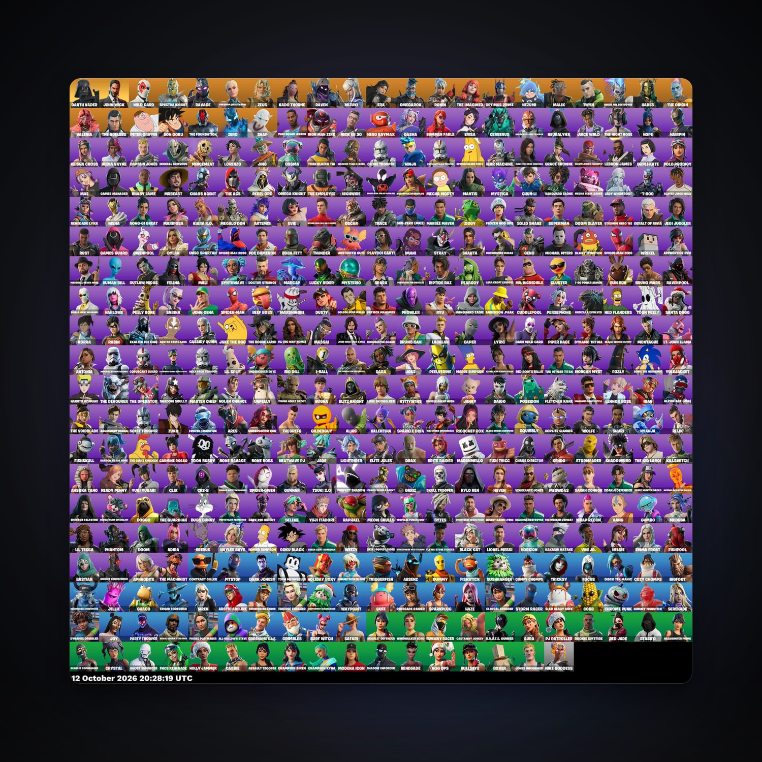 Fortnite account with Raven & John Wick — 416 skins — 2K V-Bucks — lvl 5485 — HabibiAccounts