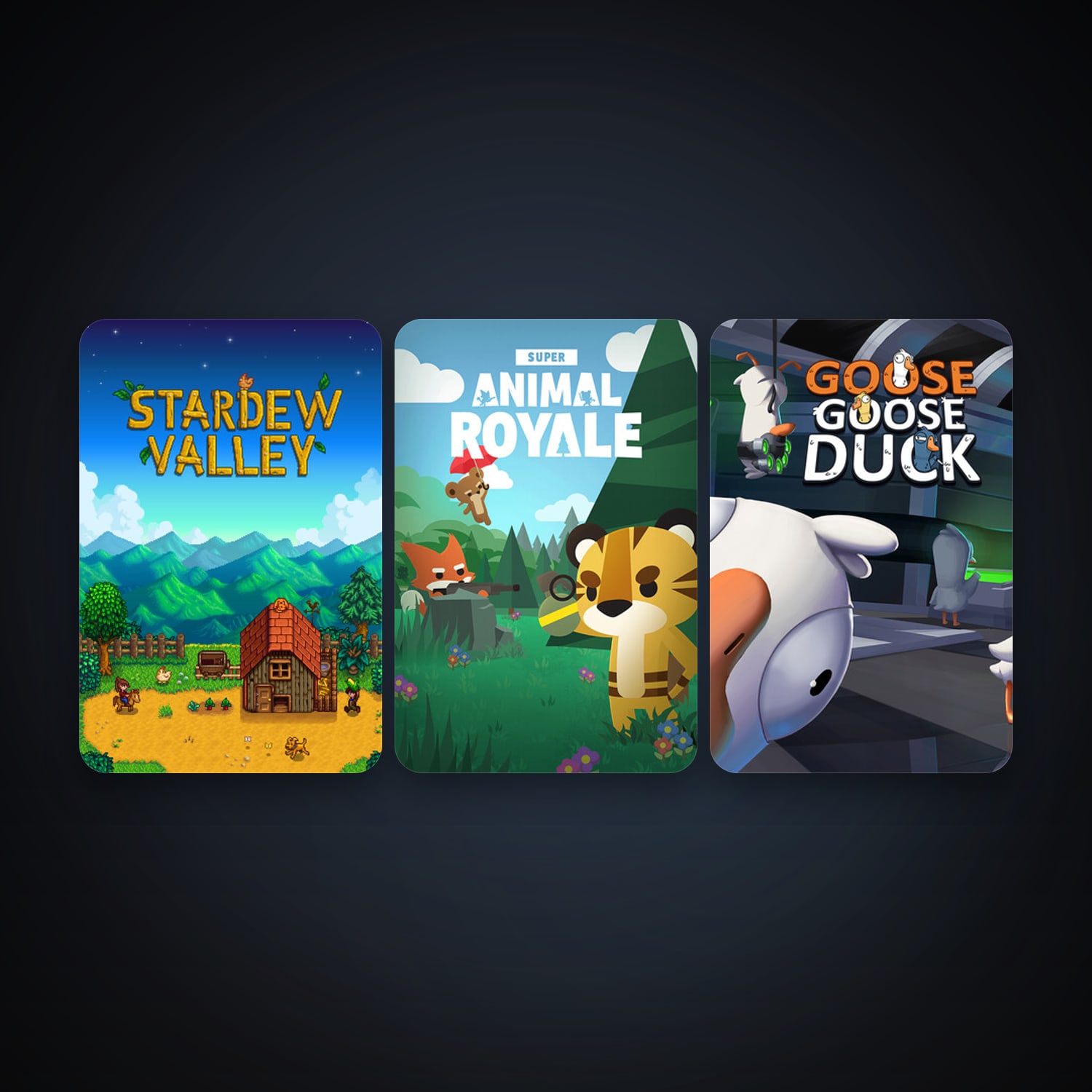 Stardew Valley + Super Animal Royale, 4 games, clean — HabibiAccounts