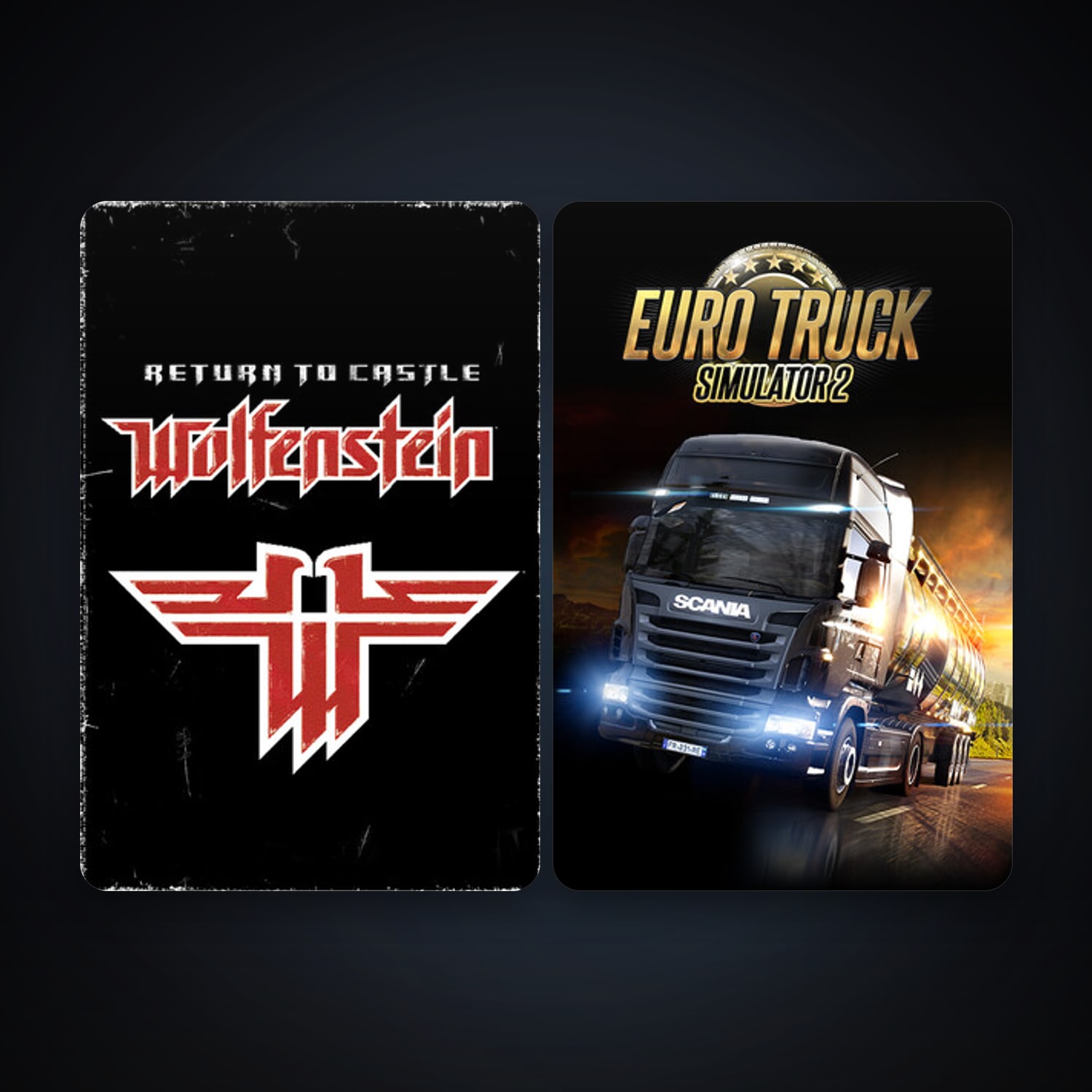 Return to Castle Wolfenstein + Euro Truck Simulator 2, 3 games, clean — HabibiAccounts