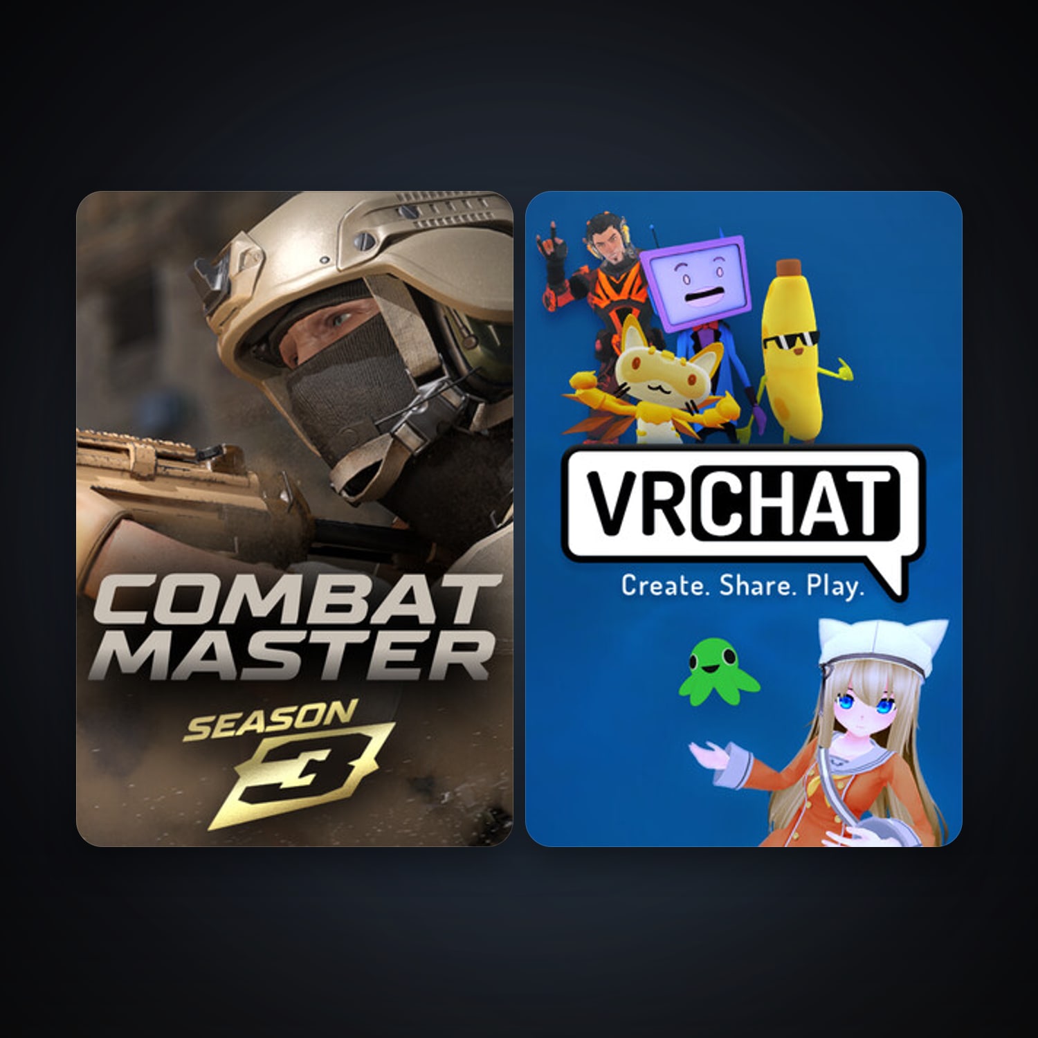 VRChat + Combat Master: Season 1, 3 games, clean — HabibiAccounts
