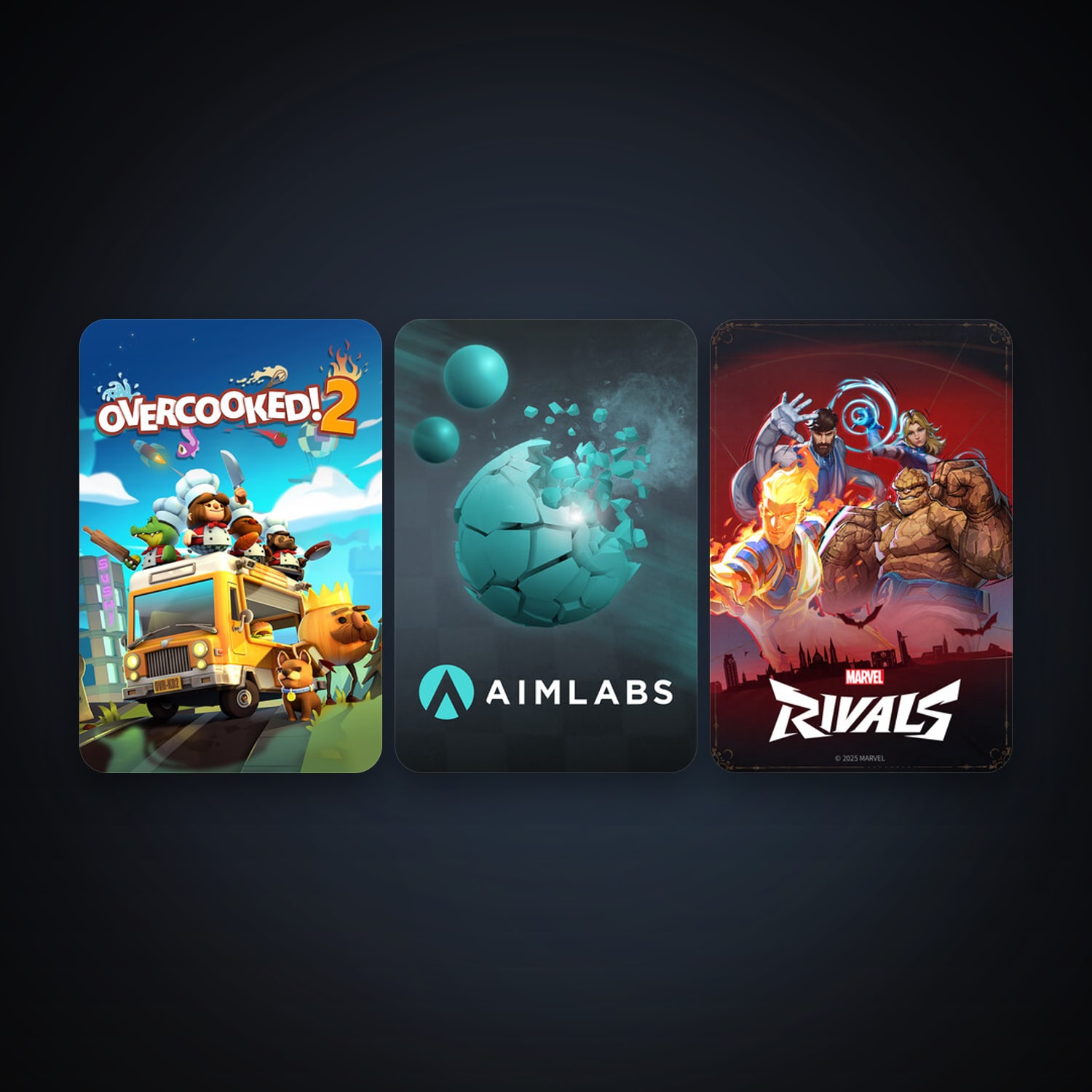 Aimlabs + Overcooked! 2, 6 games, clean — HabibiAccounts