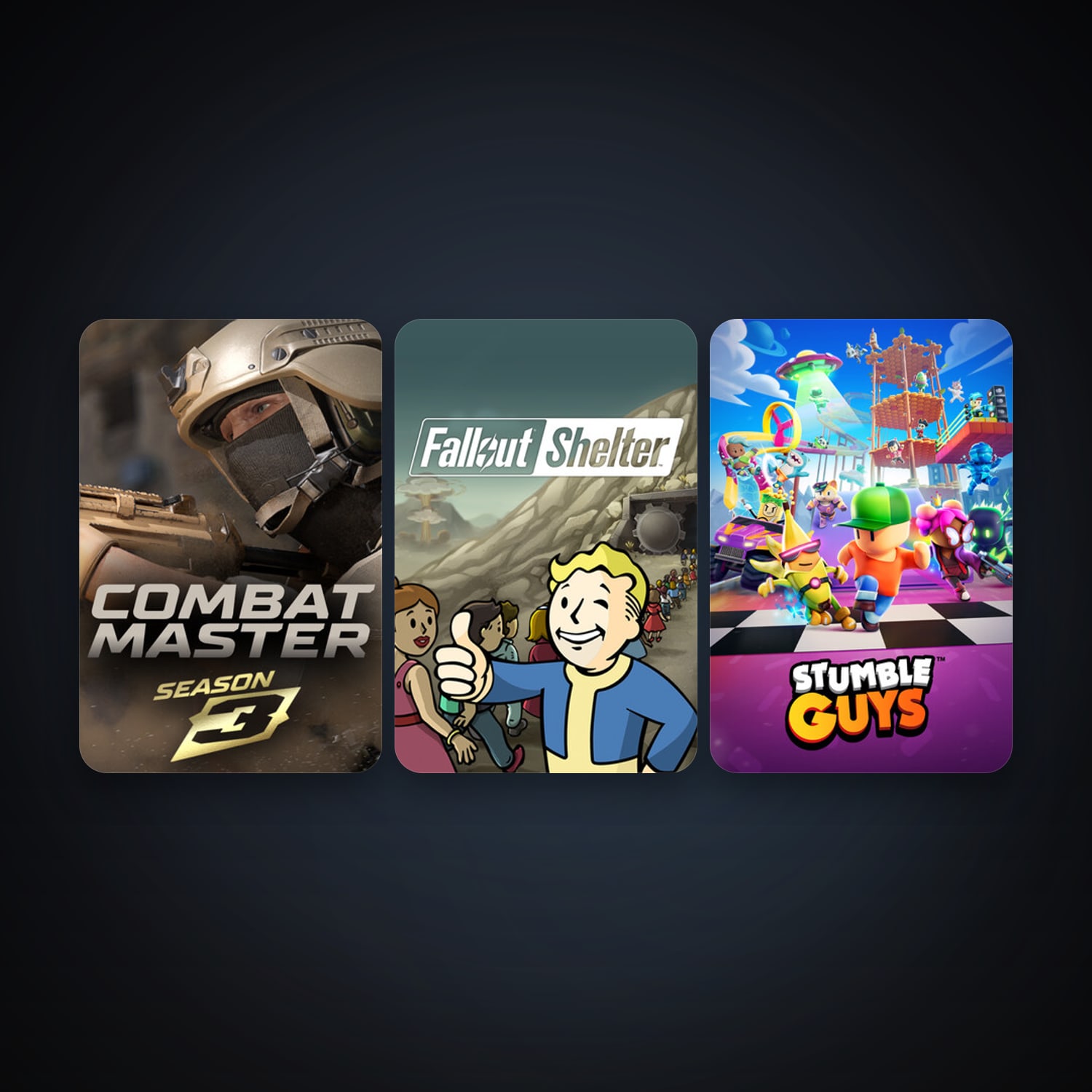 Fallout Shelter + Stumble Guys, 8 games, clean — HabibiAccounts